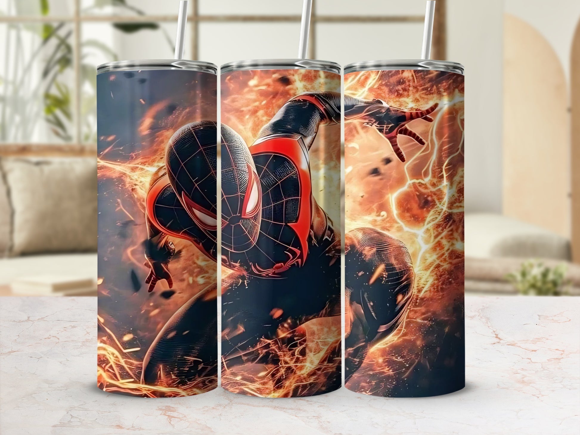 Fiery Hero Illustration Tumbler Product