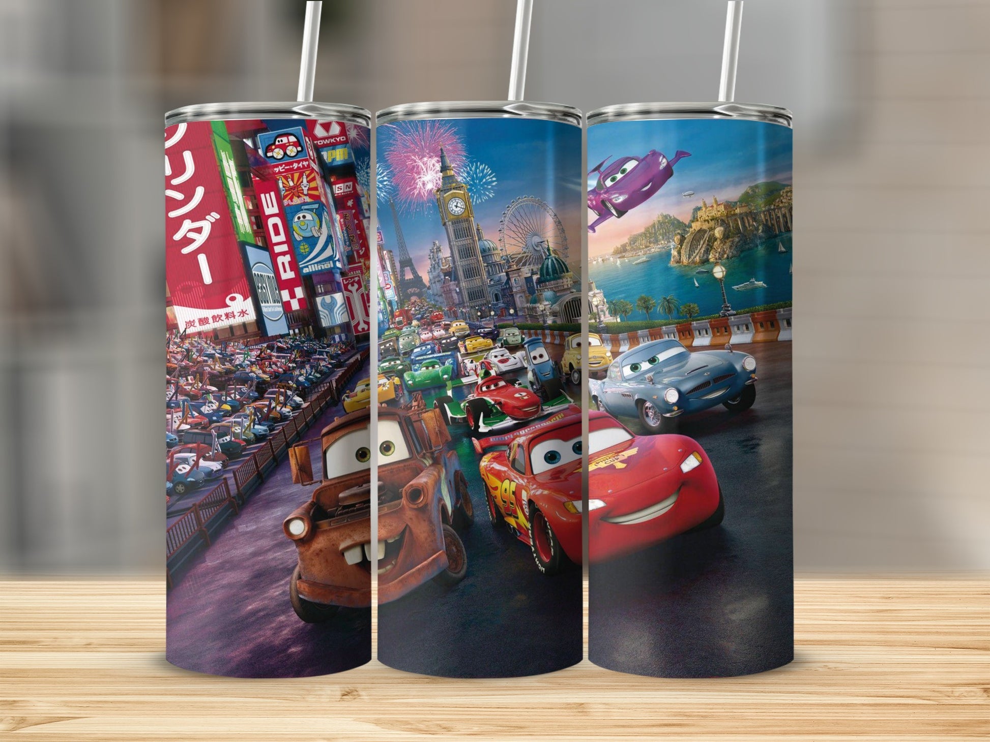 Colorful Animated Road Adventure Themed Tumbler