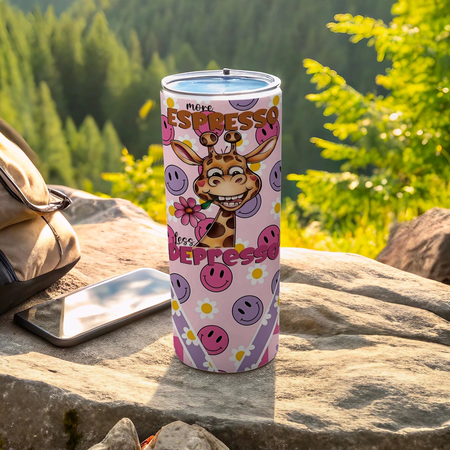 More Espresso Less Depresso Cute Giraffe Tumbler