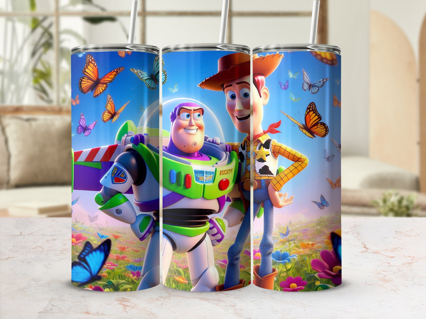 Toy Story Buzz and Woody Tumbler with Straw