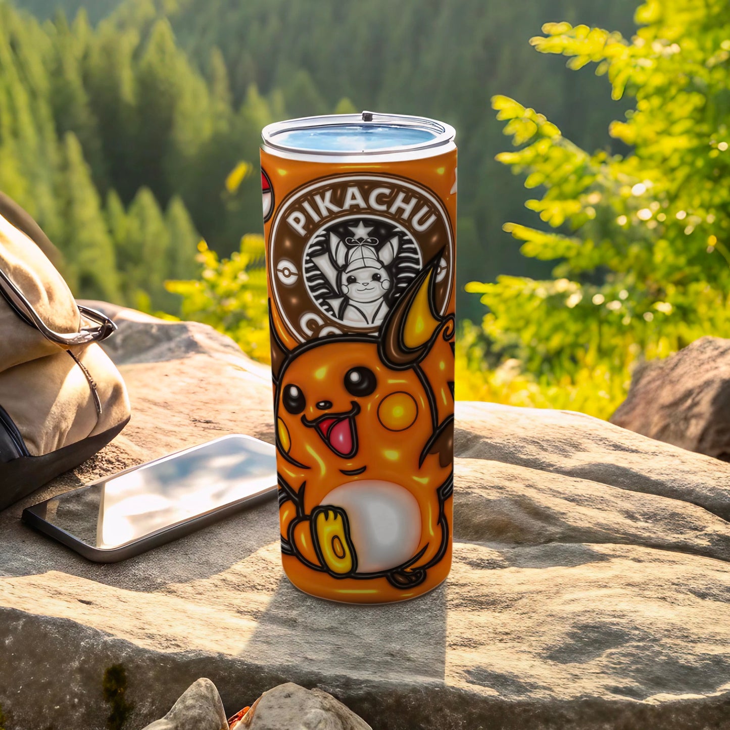 Orange Pikachu Raichu Character Large Tumbler product type