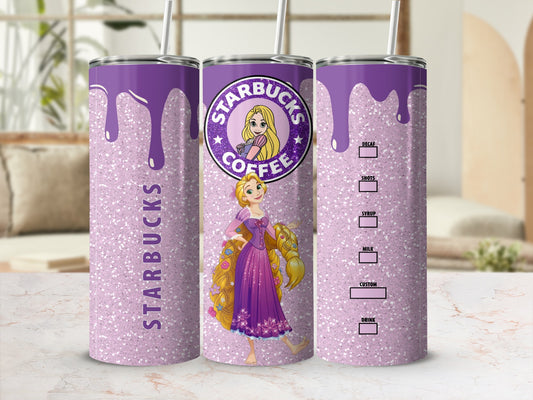 Starbucks Coffee Purple Glitter Tumbler with Straw