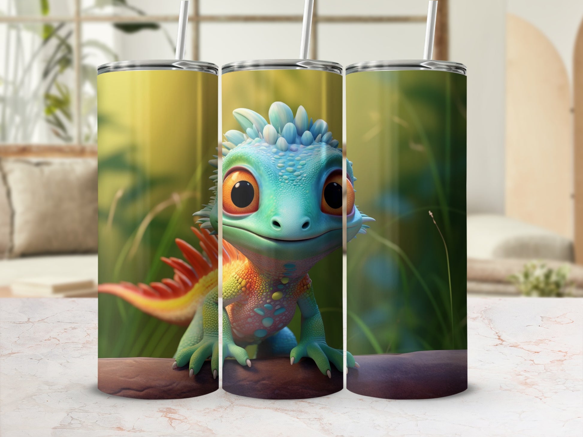 Colorful Cute Dragon with Big Eyes Tumbler product