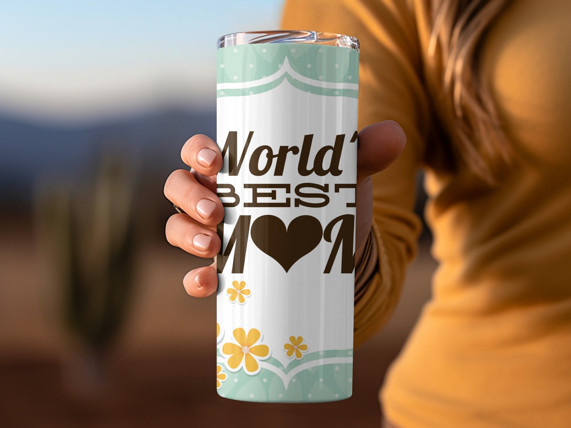 World's Best Mom Tumbler with Floral Design Gift