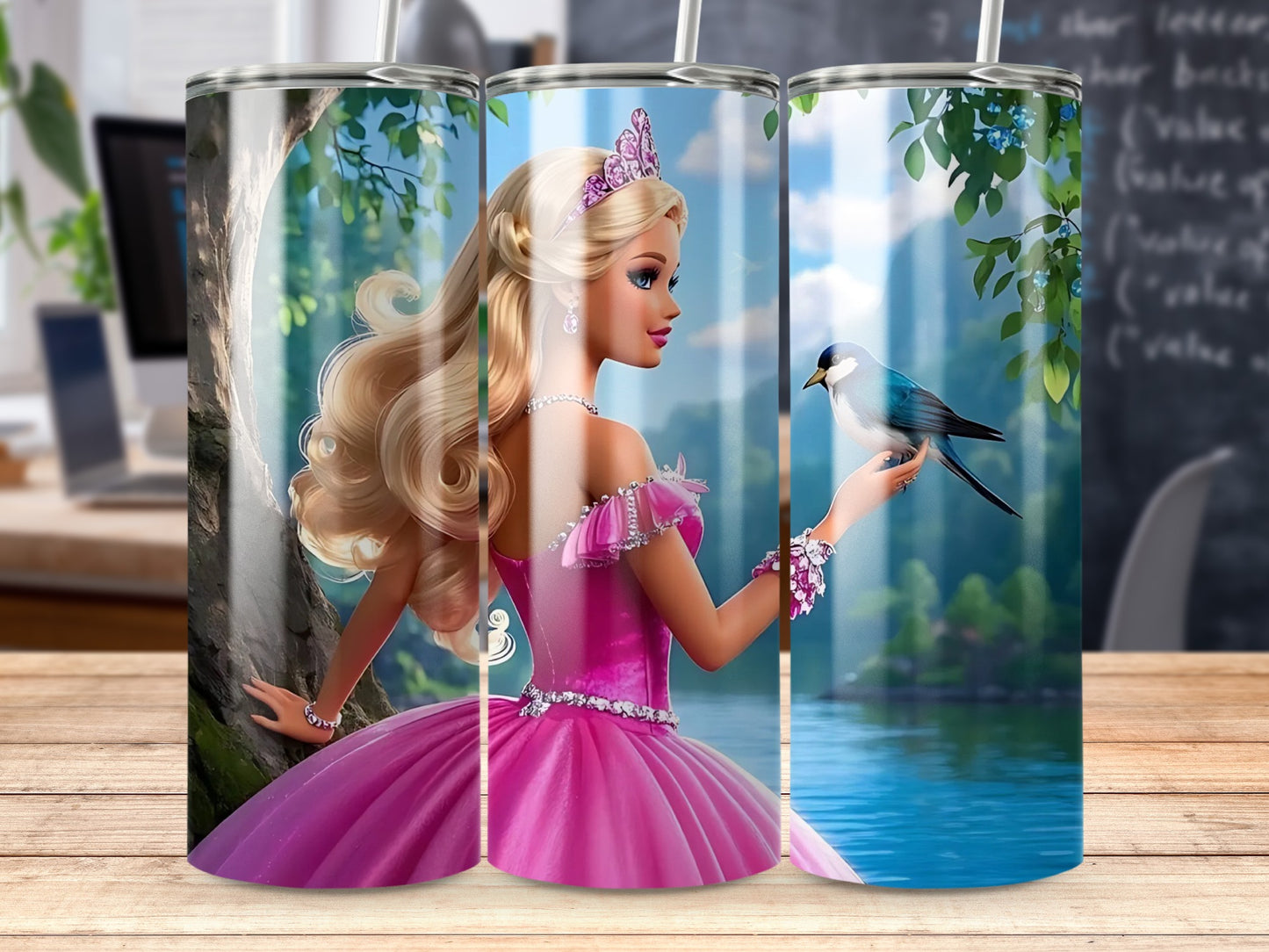 Barbie with the Blue Bird Near Waterside Art Tumblers