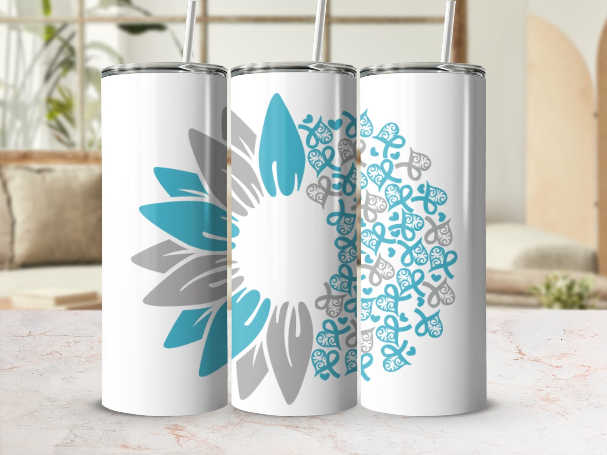 Floral and Patterned Design Stainless Steel Tumblers