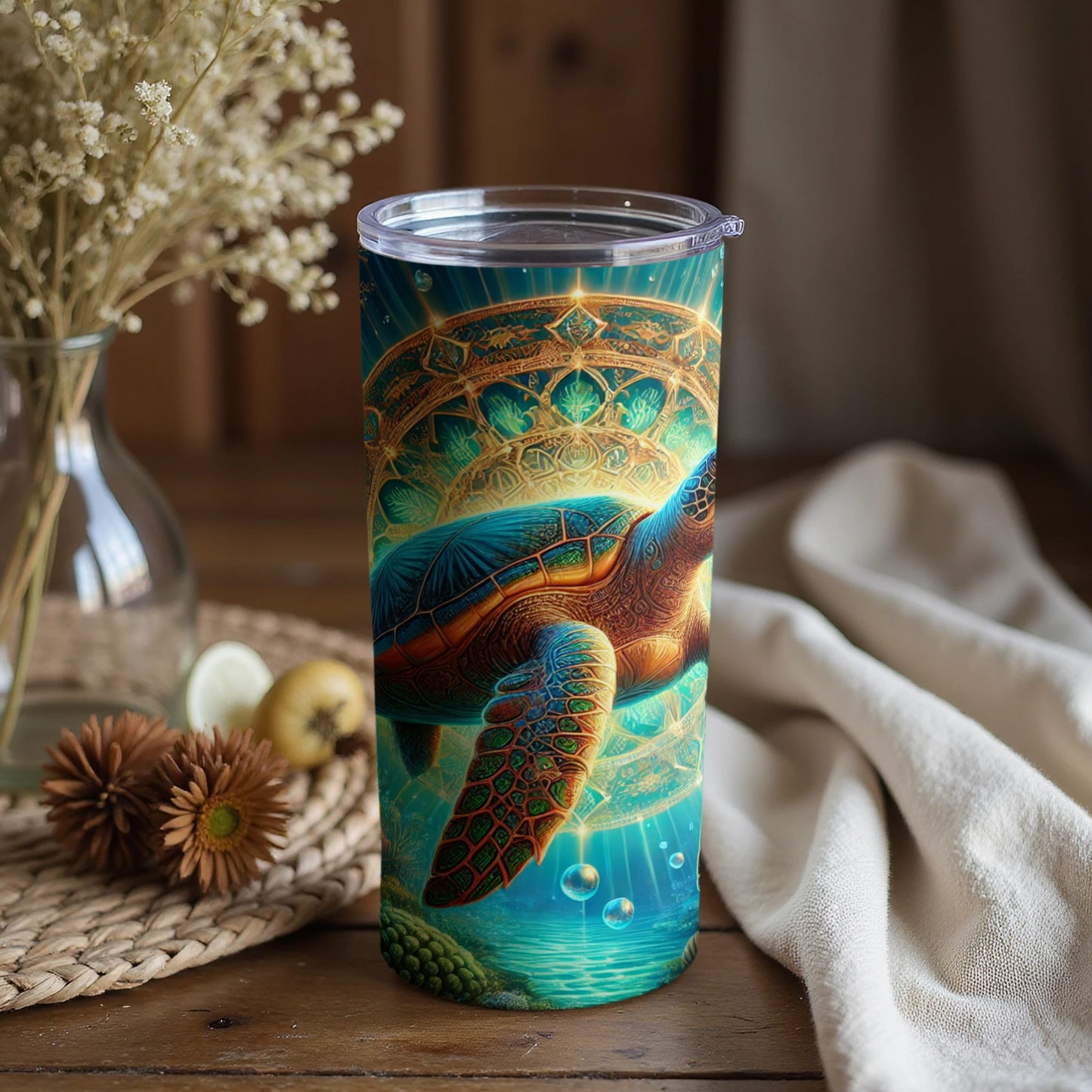 Underwater Sea Turtle Art Insulated Tumbler Cup