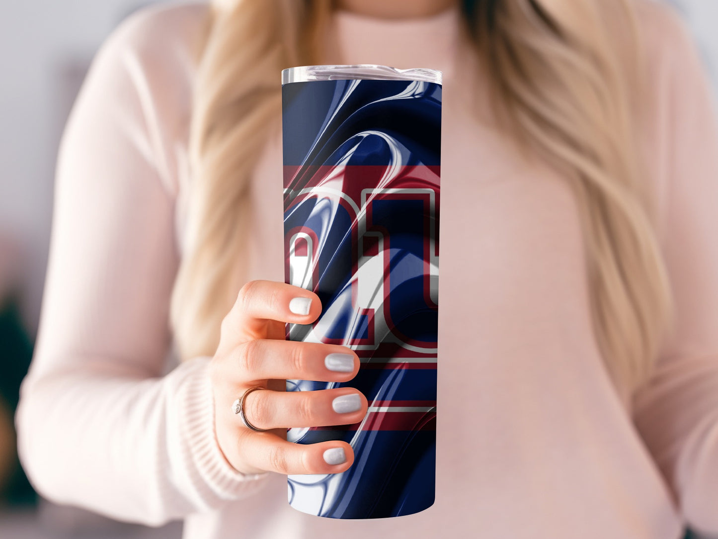Abstract Waves Over the NY Giants Logo Tumblers