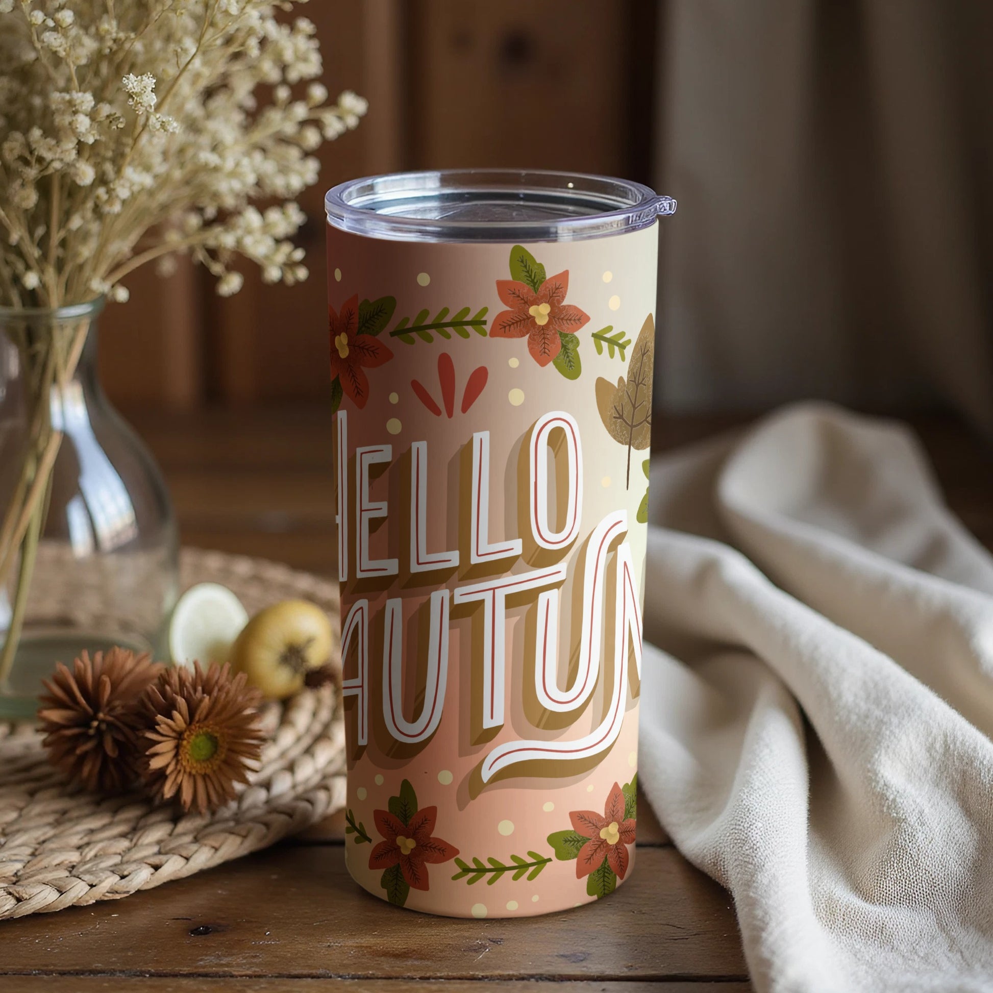 Hello Autumn Insulated Travel Mug 20 oz Tumbler Cup