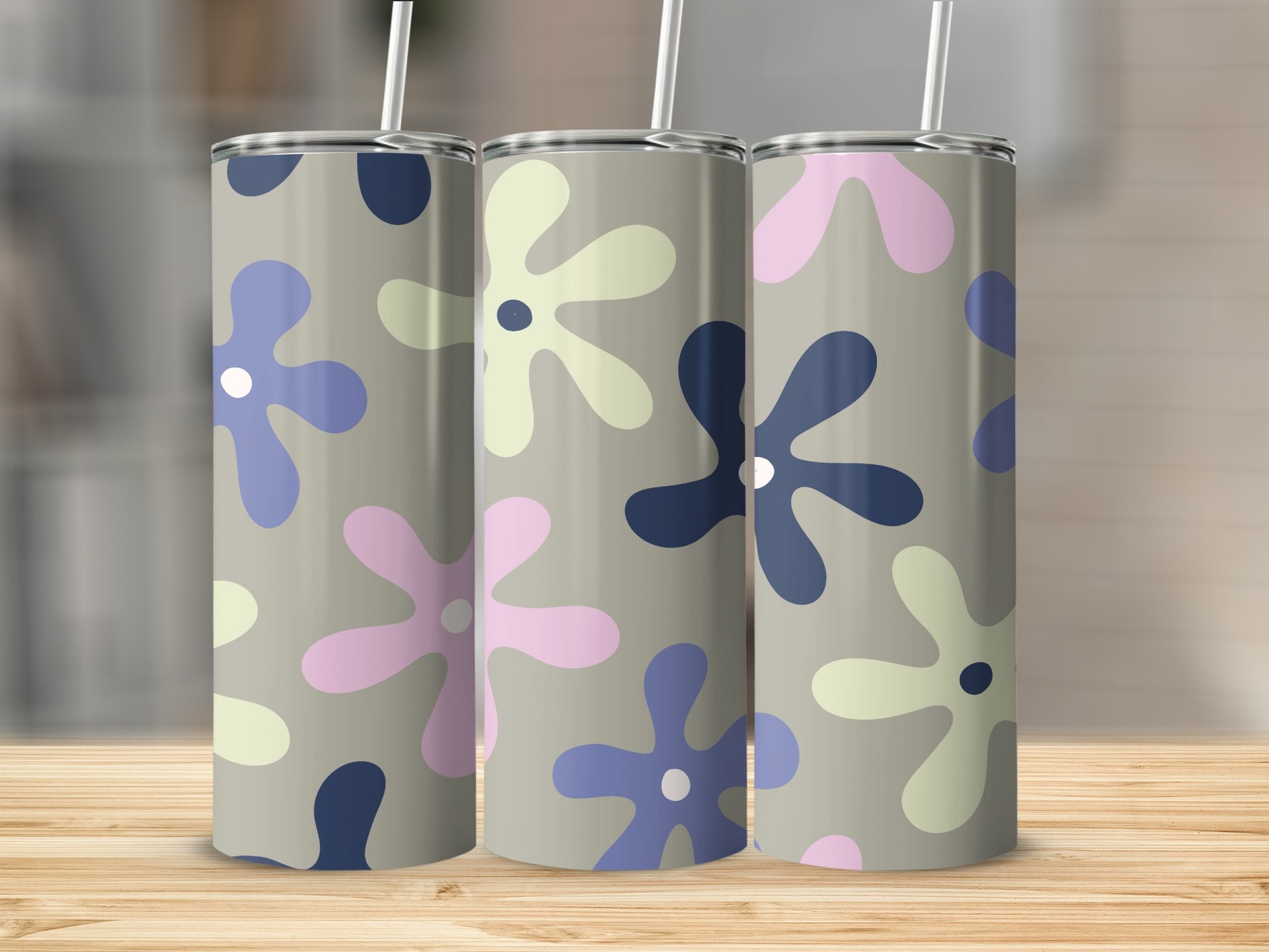 Stylish Tumbler with Retro Floral Pattern