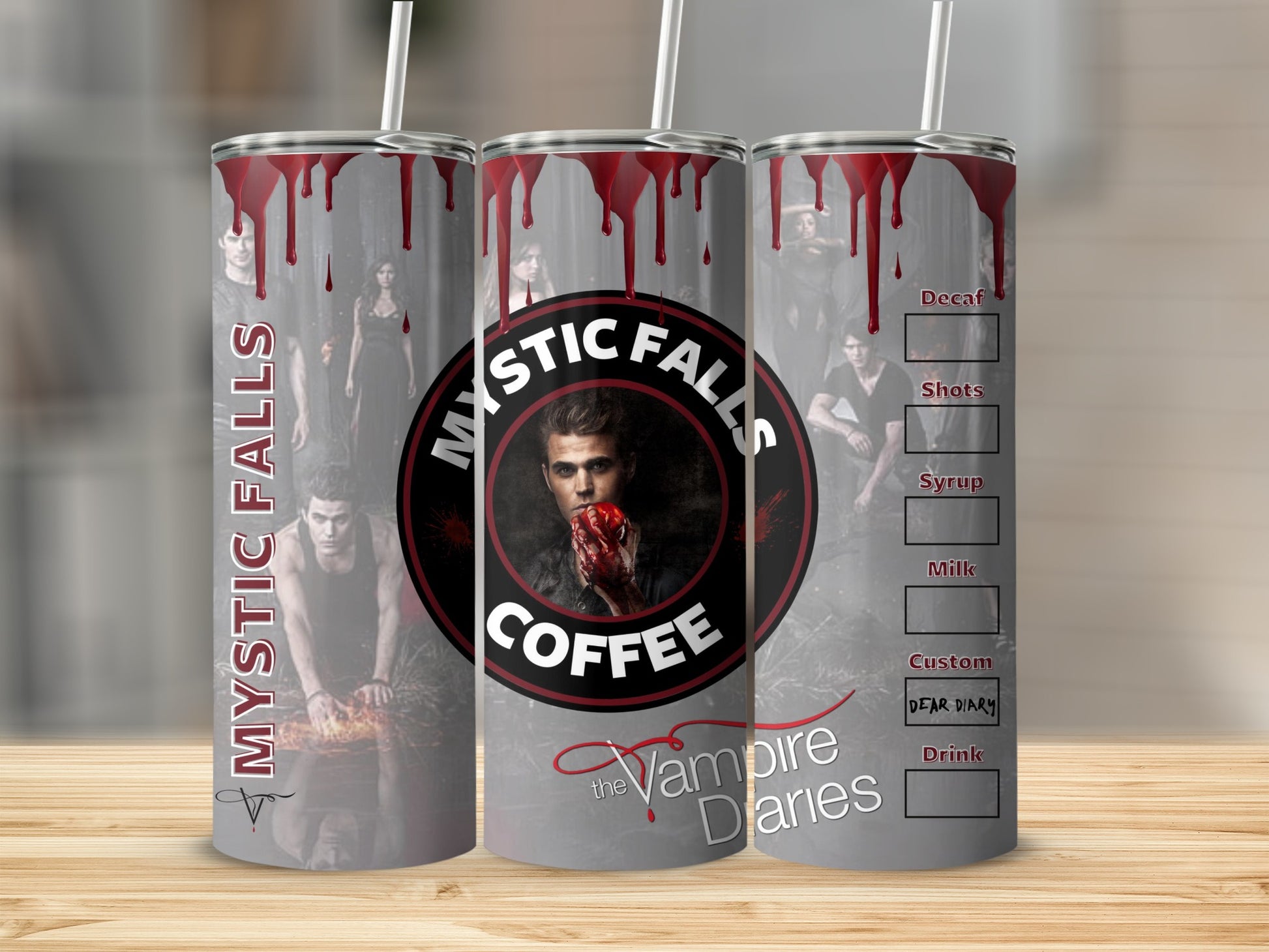 Mystic Falls Coffee Vampire Diaries Tumbler Cup