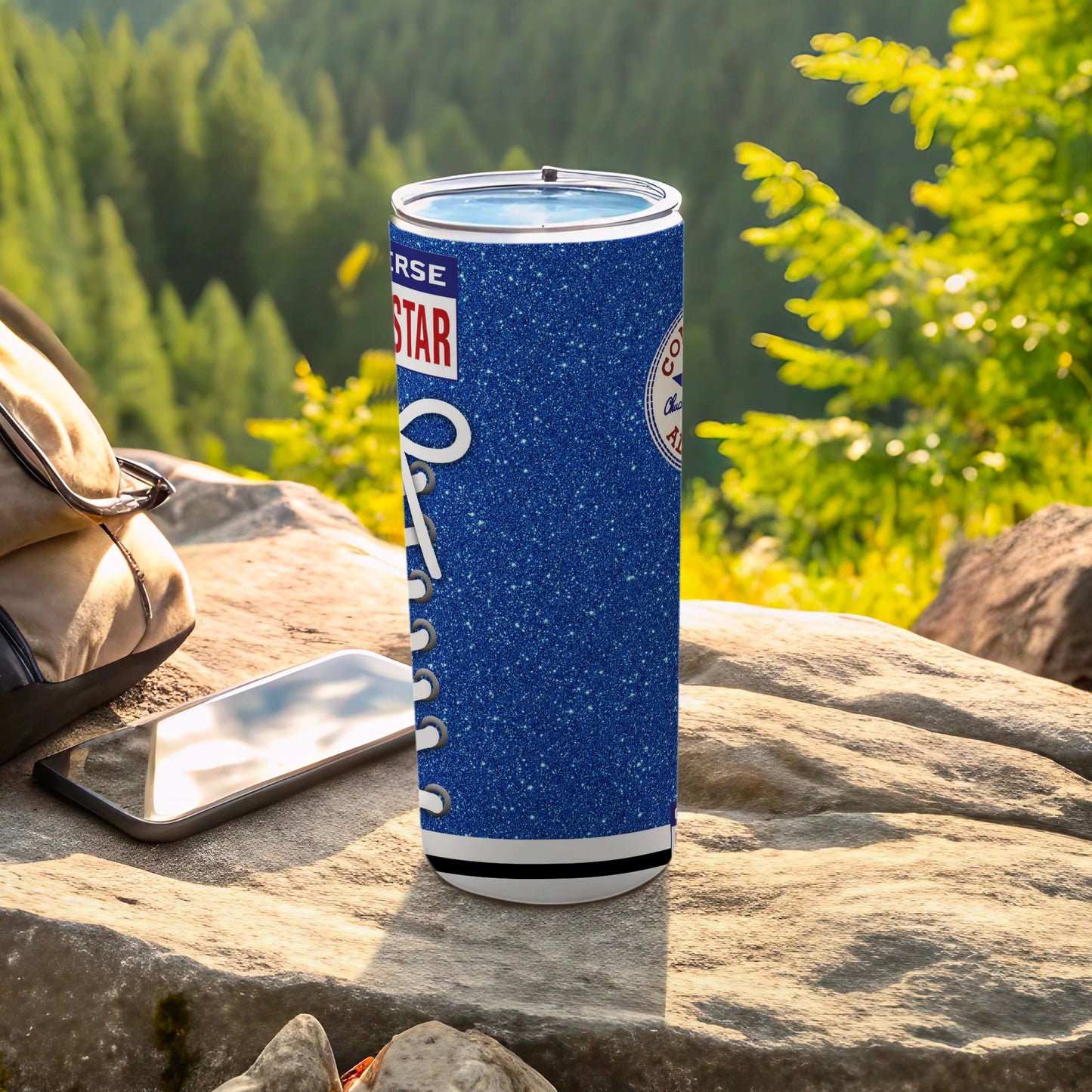 Blue Glitter Converse All Star Shoe Design Tumbler product type