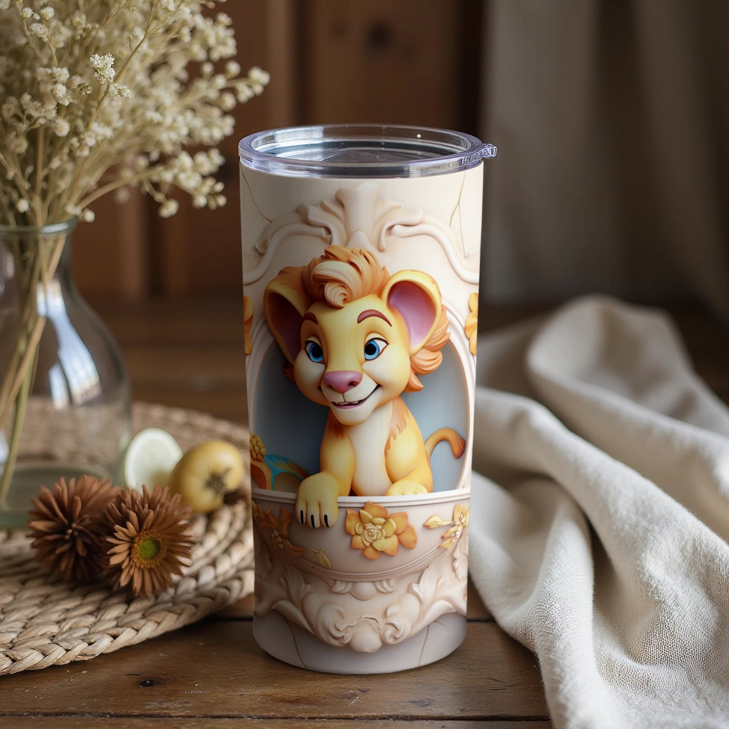 Cute Baby Lion Graphic Insulated Tumbler
