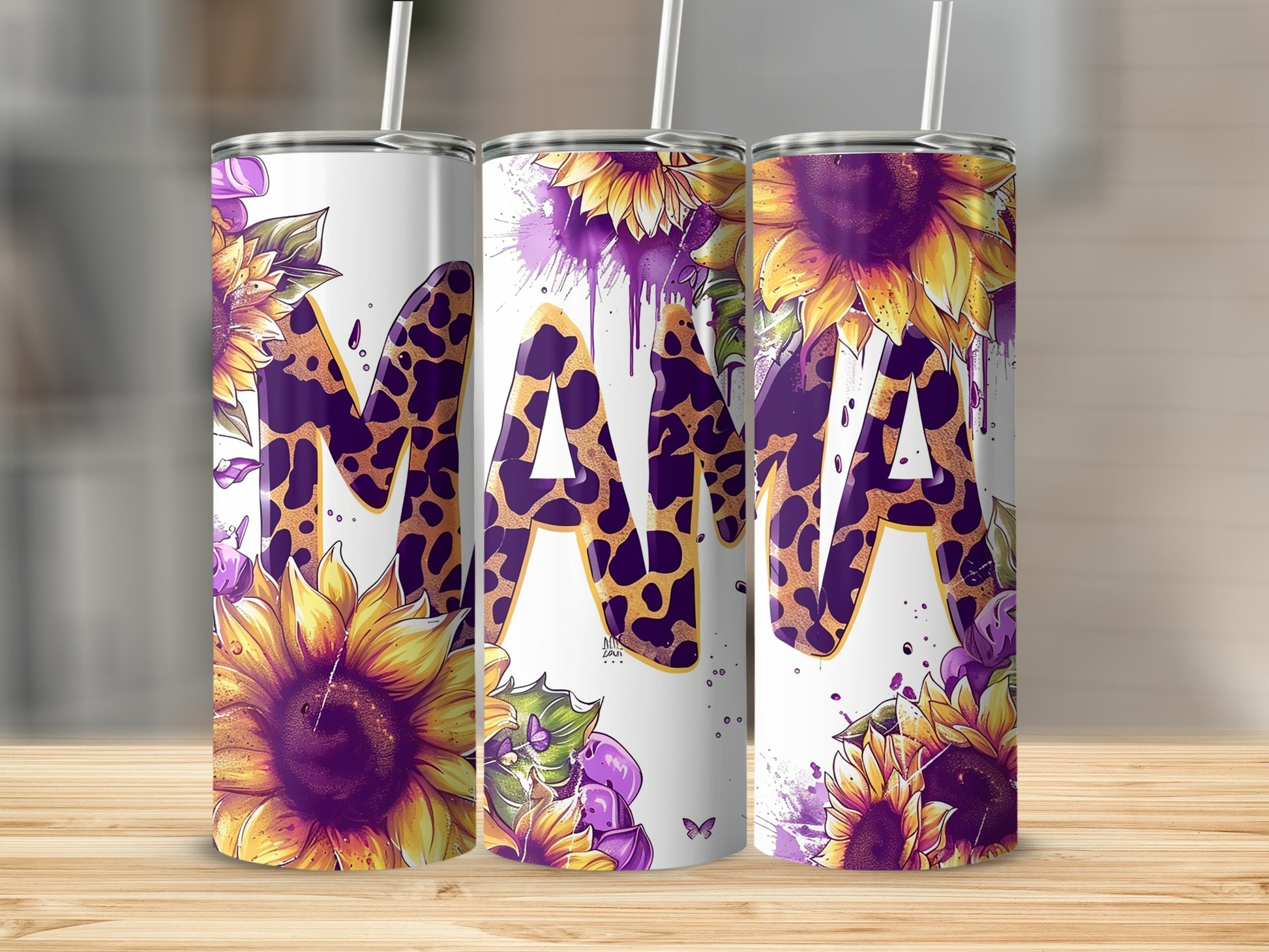 Sunflower and Leopard Print Mama Tumbler