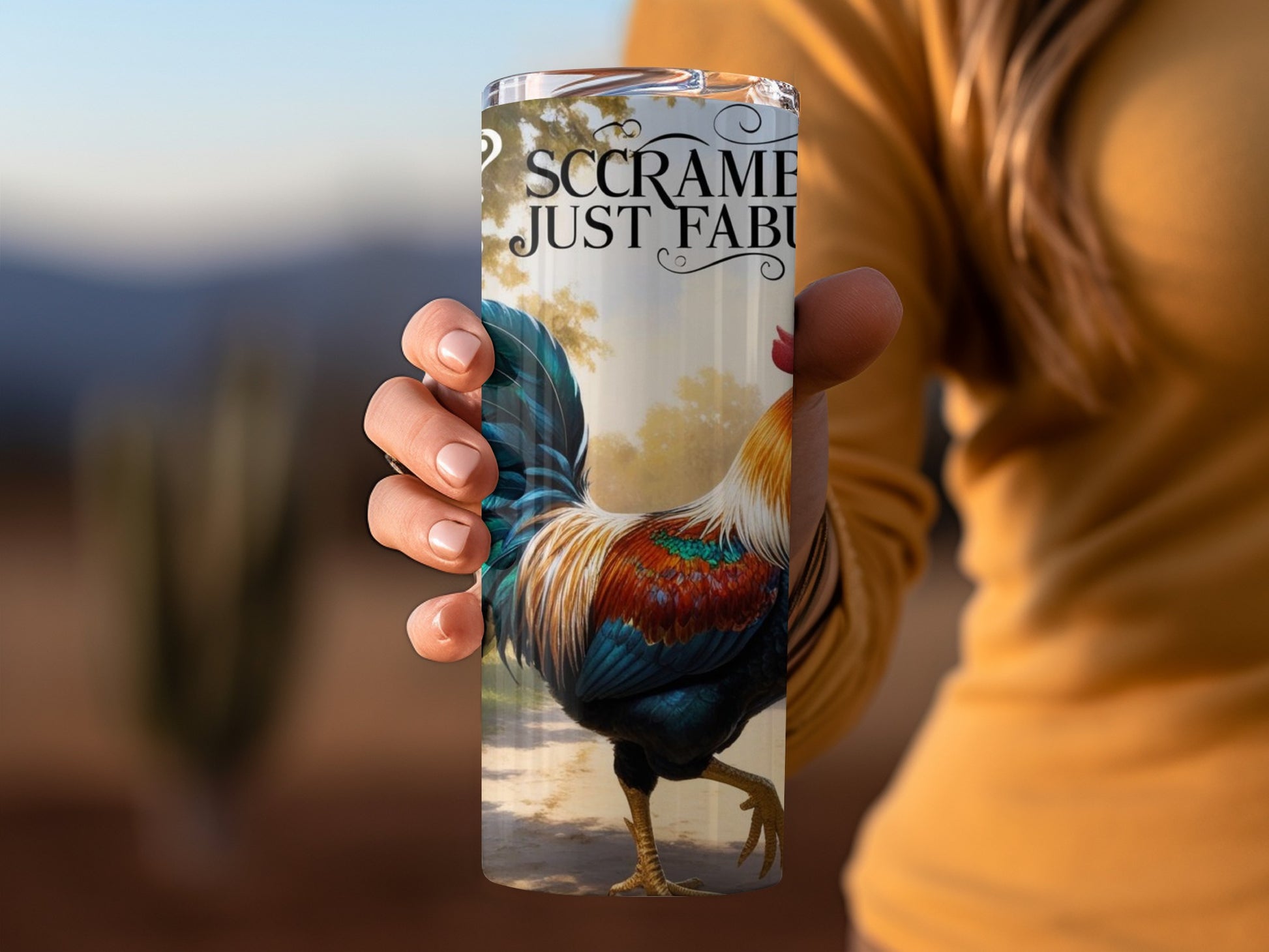 Sccrame Just Fab Rooster Print Insulated Tumbler
