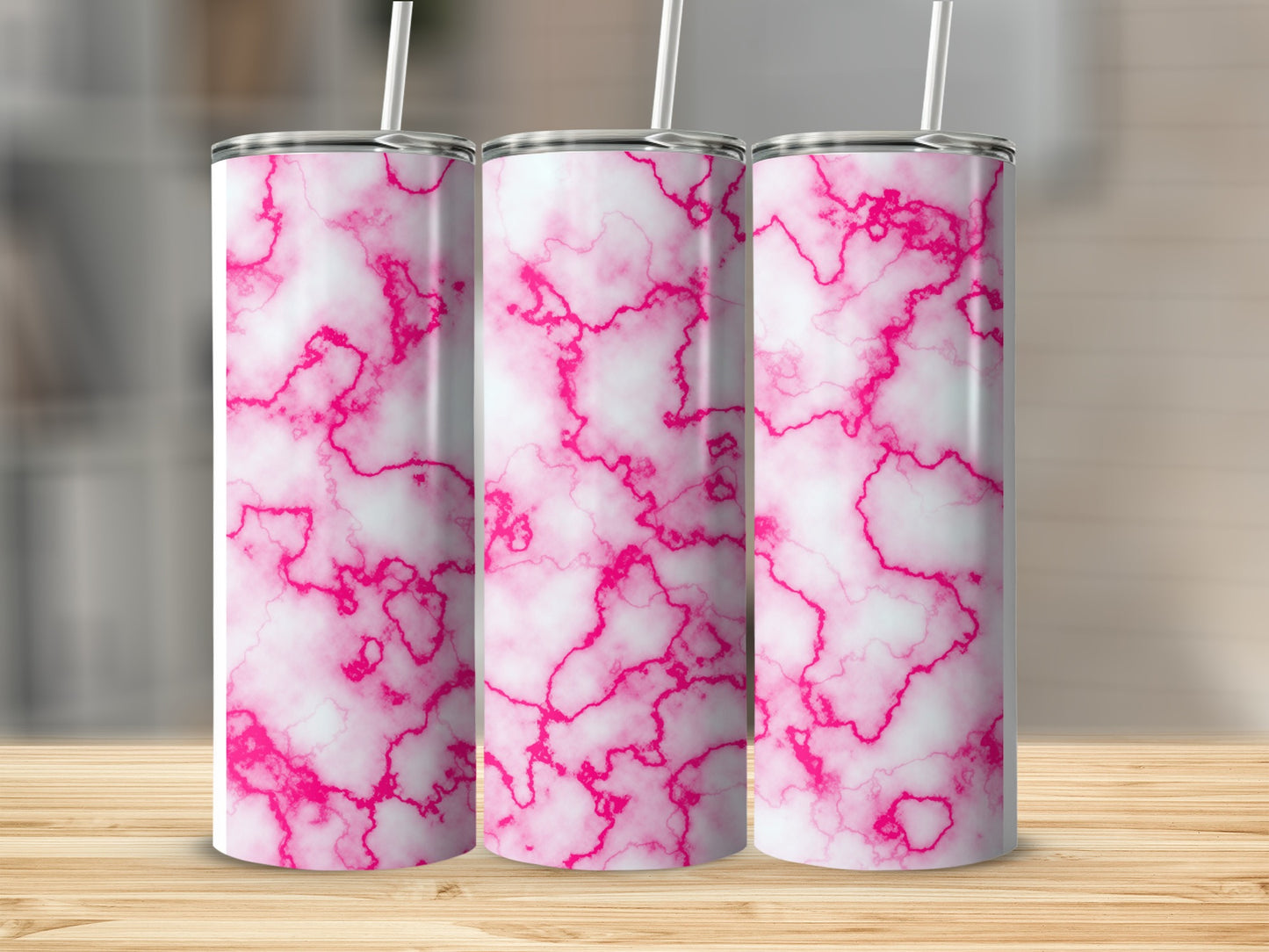 Pink Veined Texture Rose Quartz Style Design Tumblers