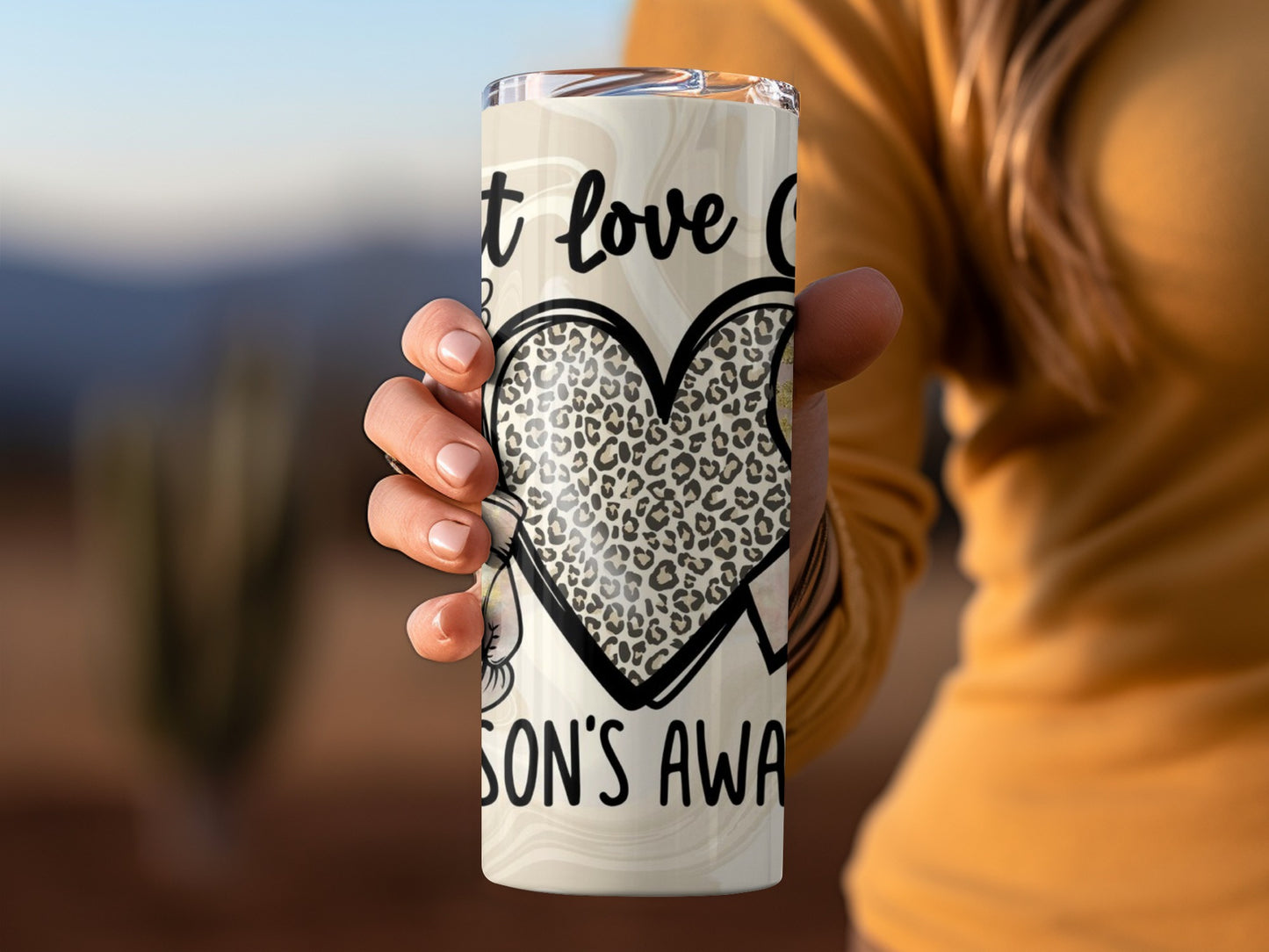 Leopard Print Heart Design with Love Quote Tumbler