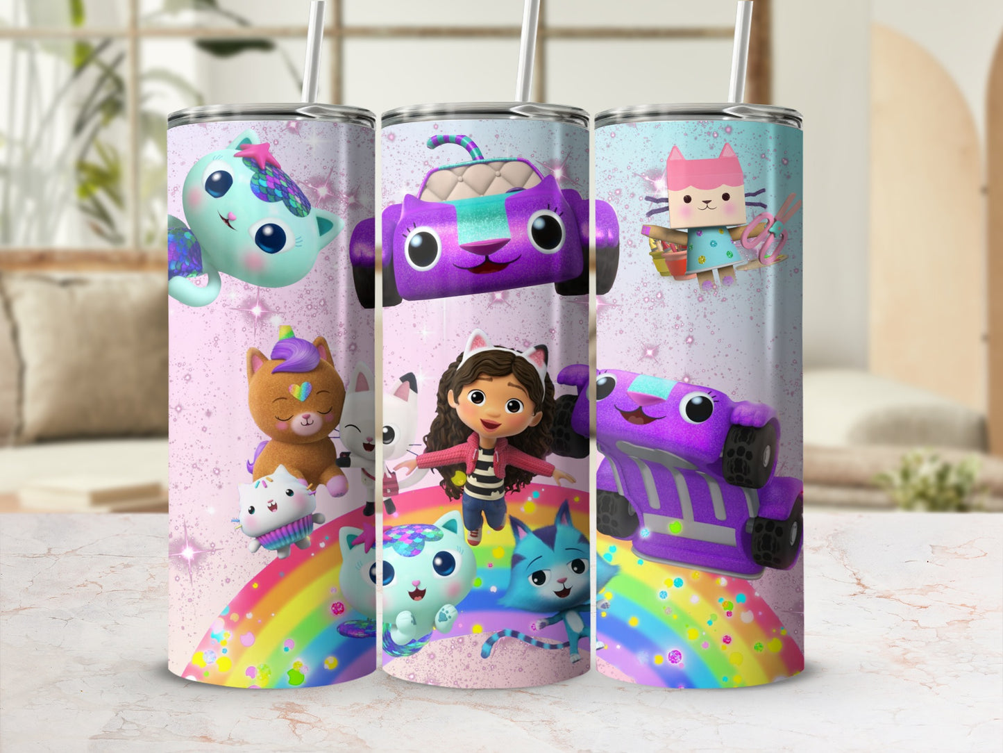 Rainbow and Cute Cats Design Colorful Tumbler Cups