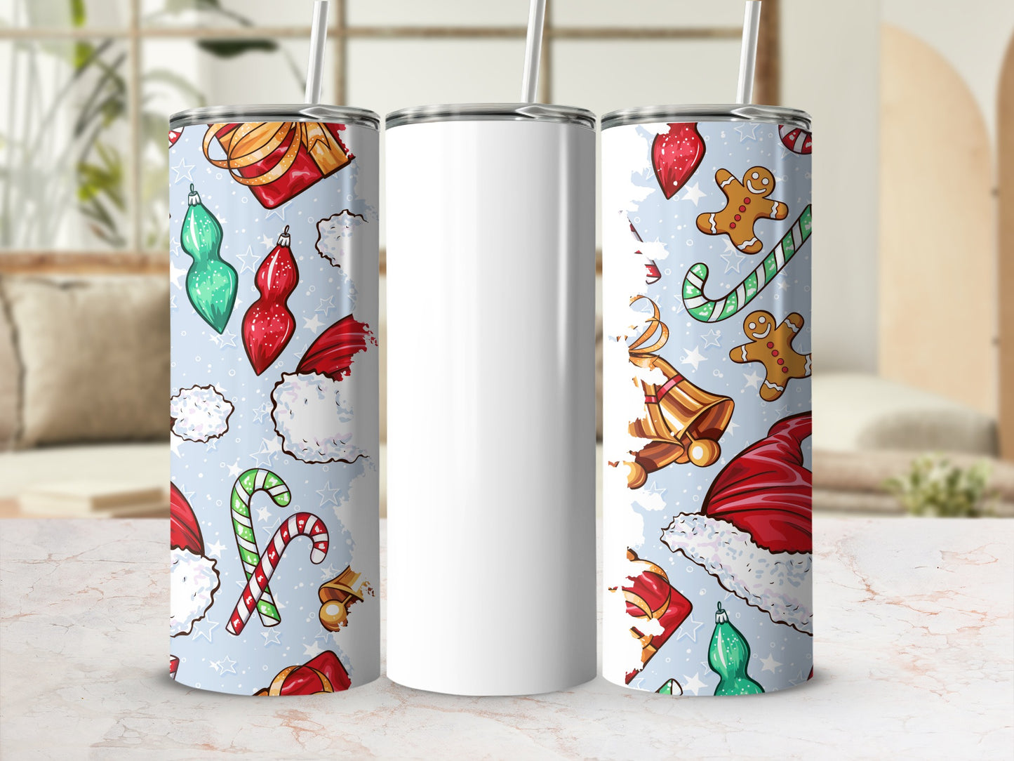 Festive Christmas Themed Insulated Tumbler Mug