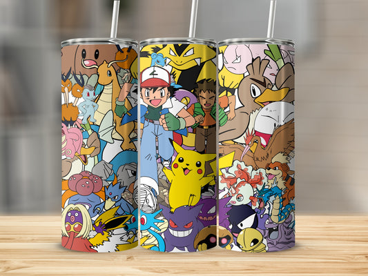 Classic Anime Character Collage Drink Tumblers with Lids