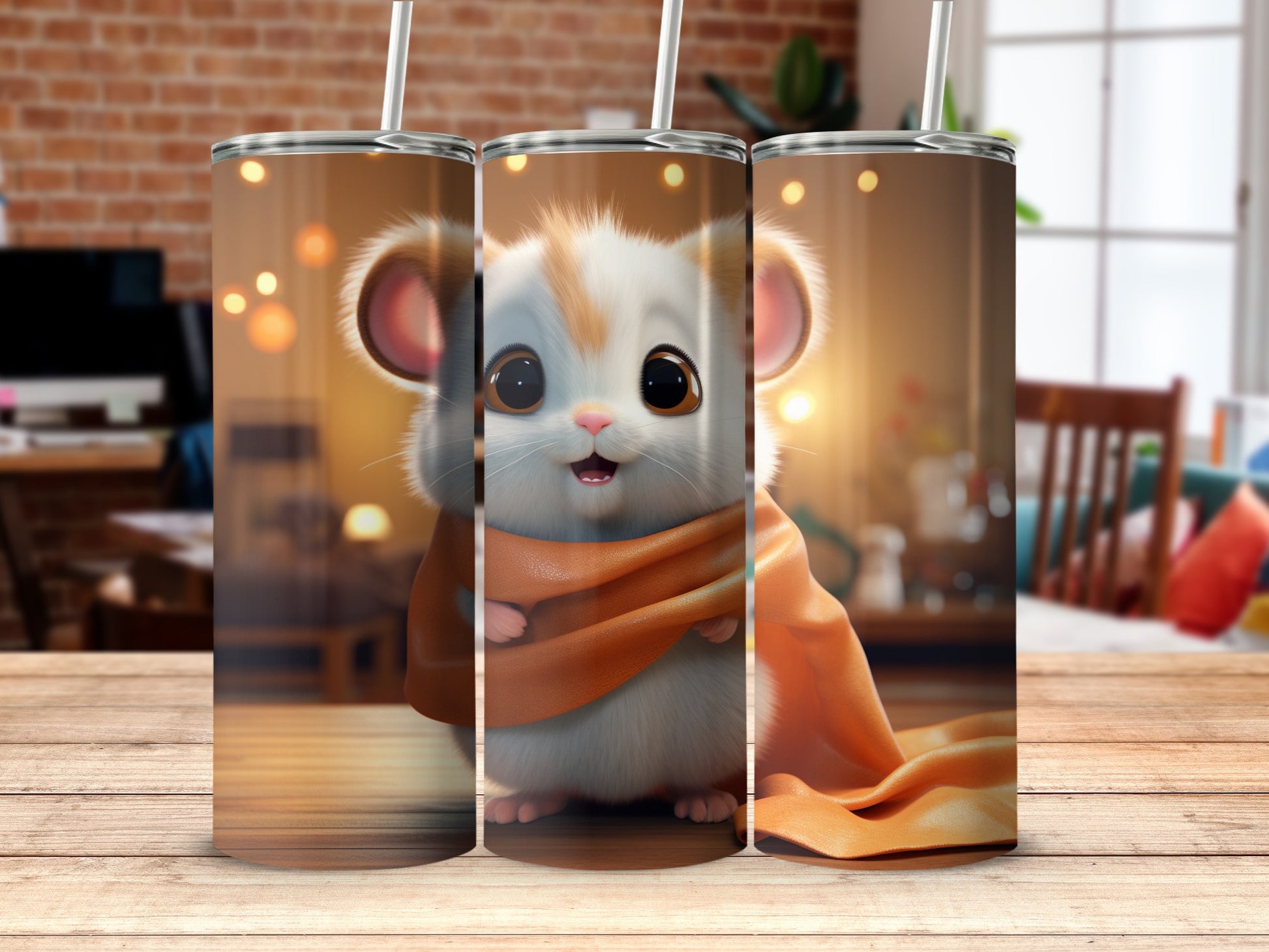 Adorable Mouse with Orange Scarf Tumbler Product