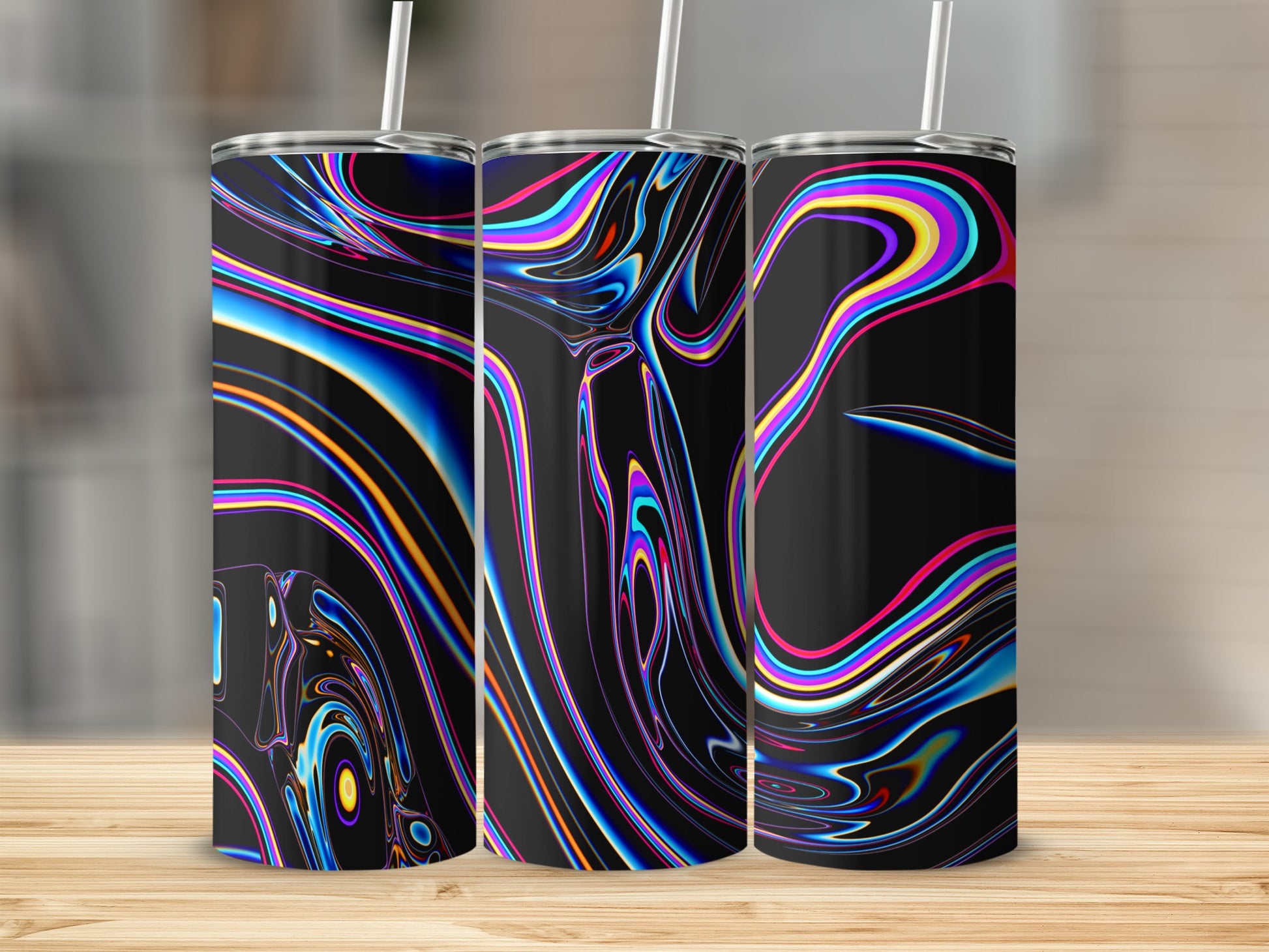 Vibrant Liquid Glow Swirl Abstract Tumbler product type