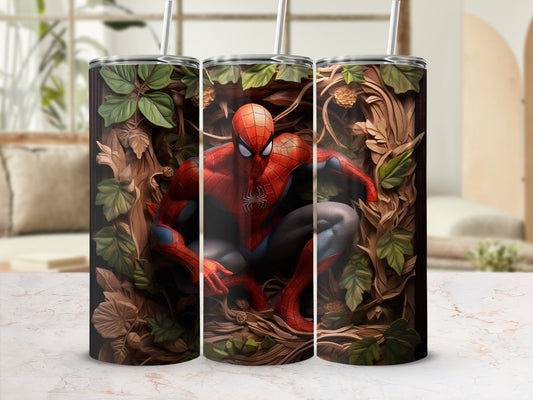 Spider-Man Tumbler with Detailed Leaf Design
