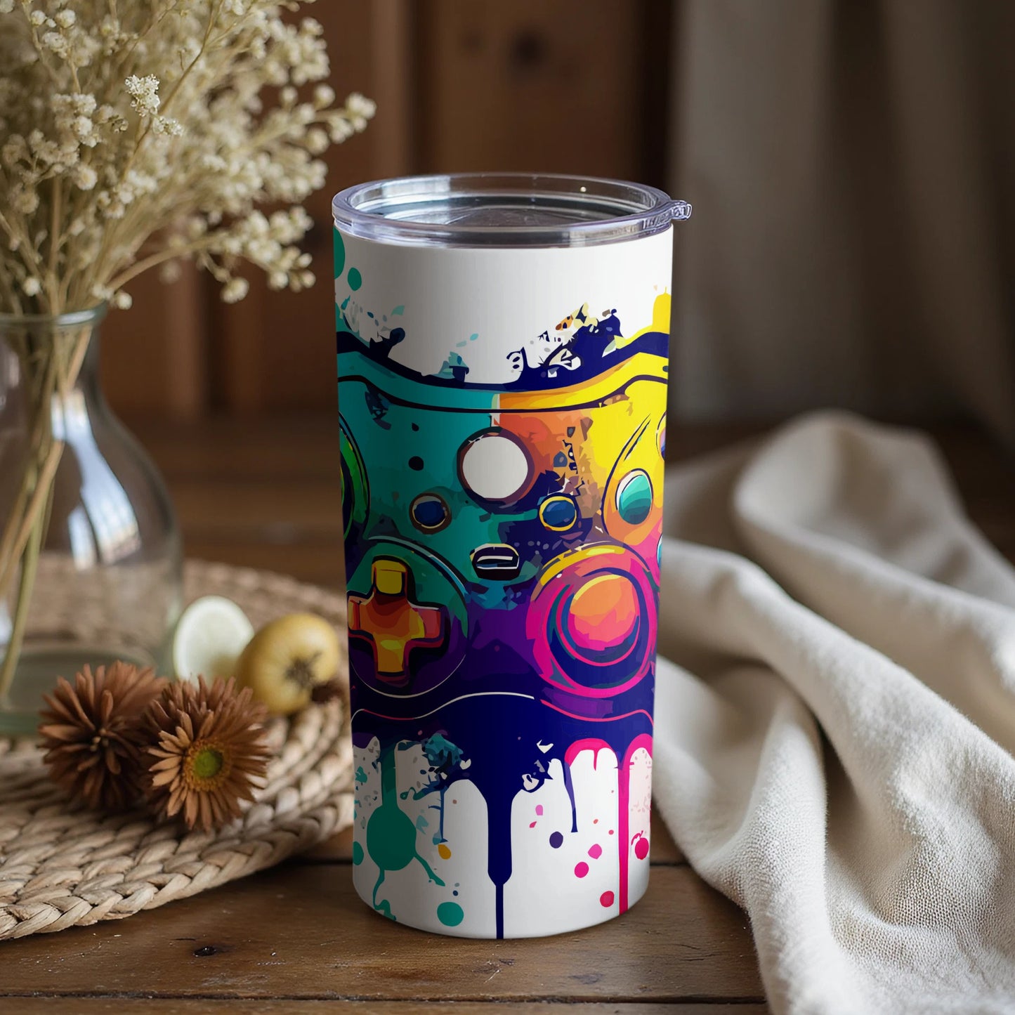 Colorful Gaming Controller Design Tumbler Cup