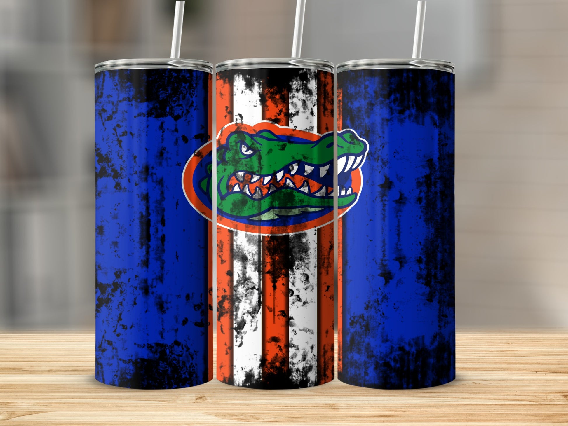 Colorful Gator-Themed Tumblers with Straws Collection