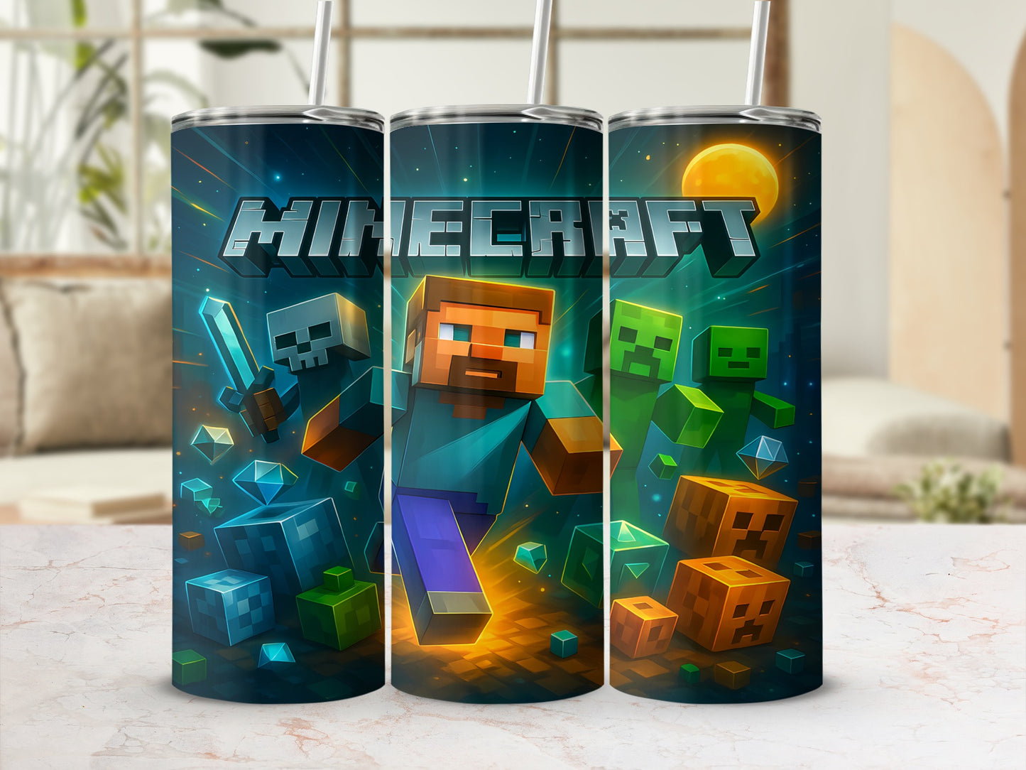 Colorful Minecraft Theme Stainless Steel Tumbler