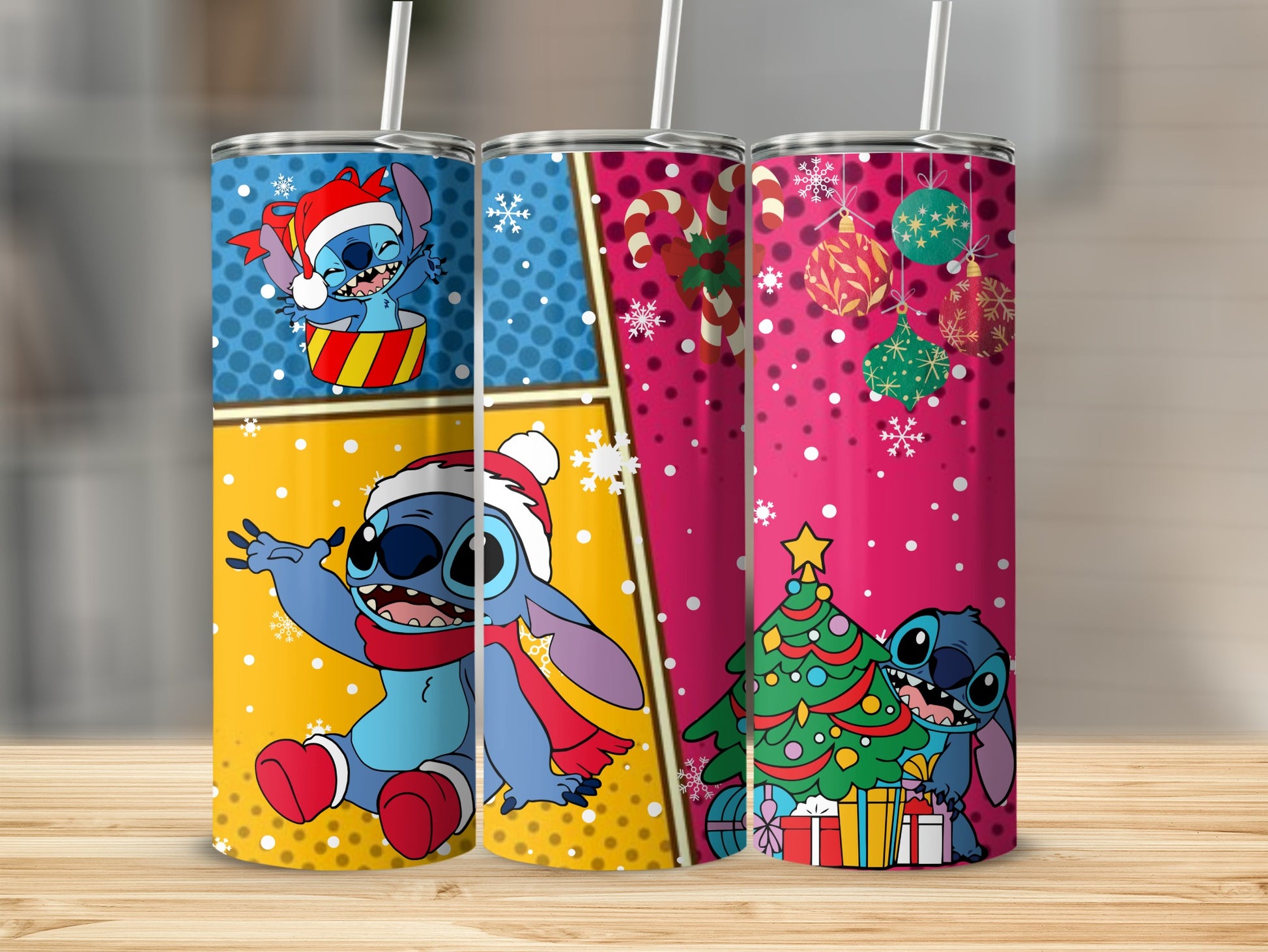 Holiday Themed Tumblers with Cartoon Characters