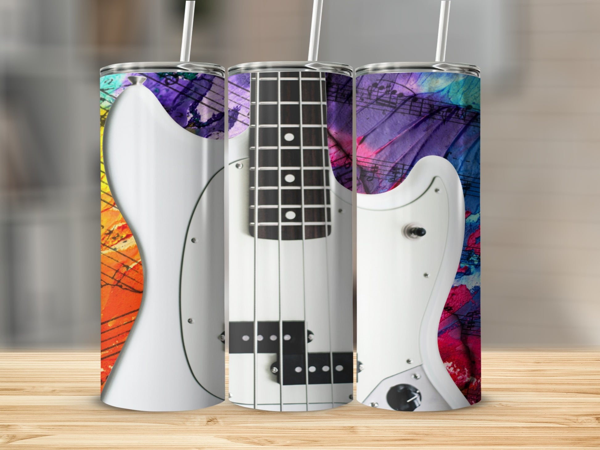 Colorful Electric Guitar Design Tumbler Flask