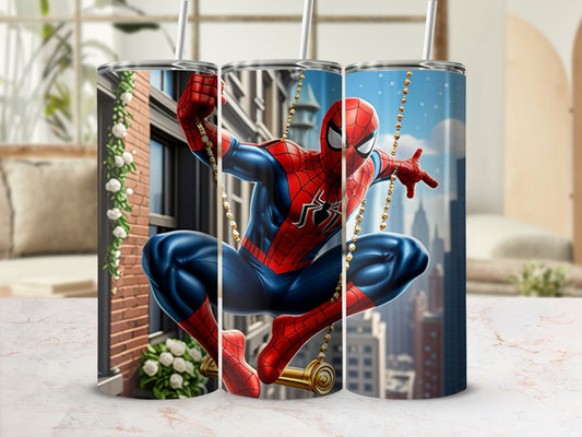 Spider-Man City Skyline Illustration Stainless Steel Tumbler