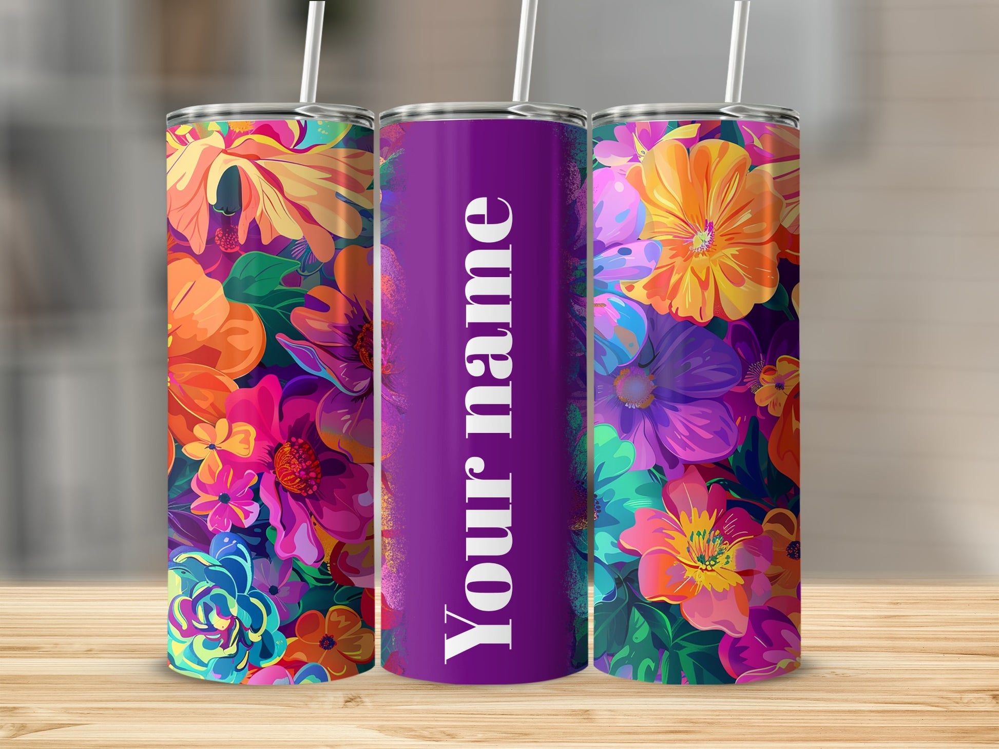 Personalized Floral Design Insulated Tumblers