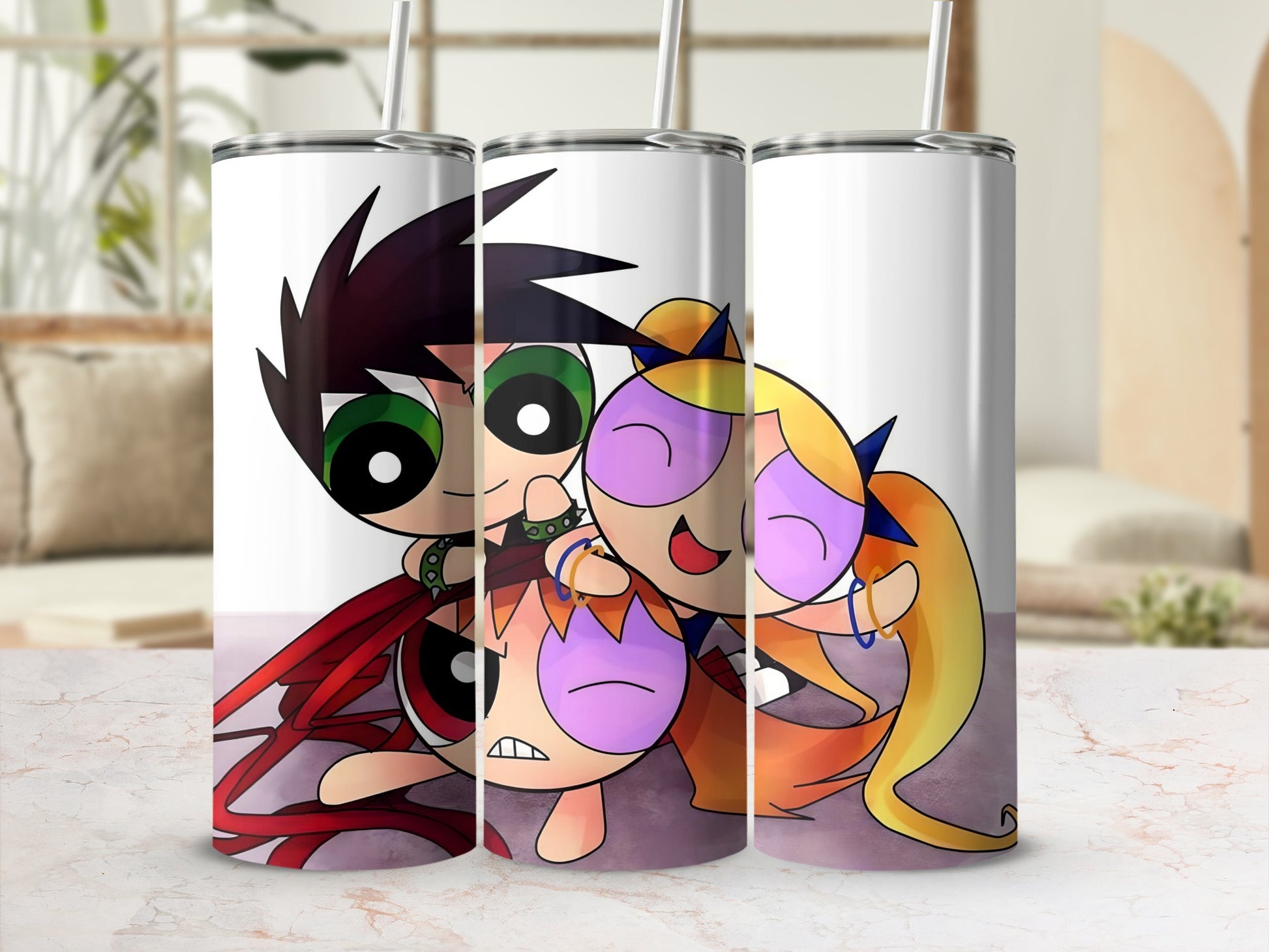 Cartoon Characters Tumbler with Straw 20oz