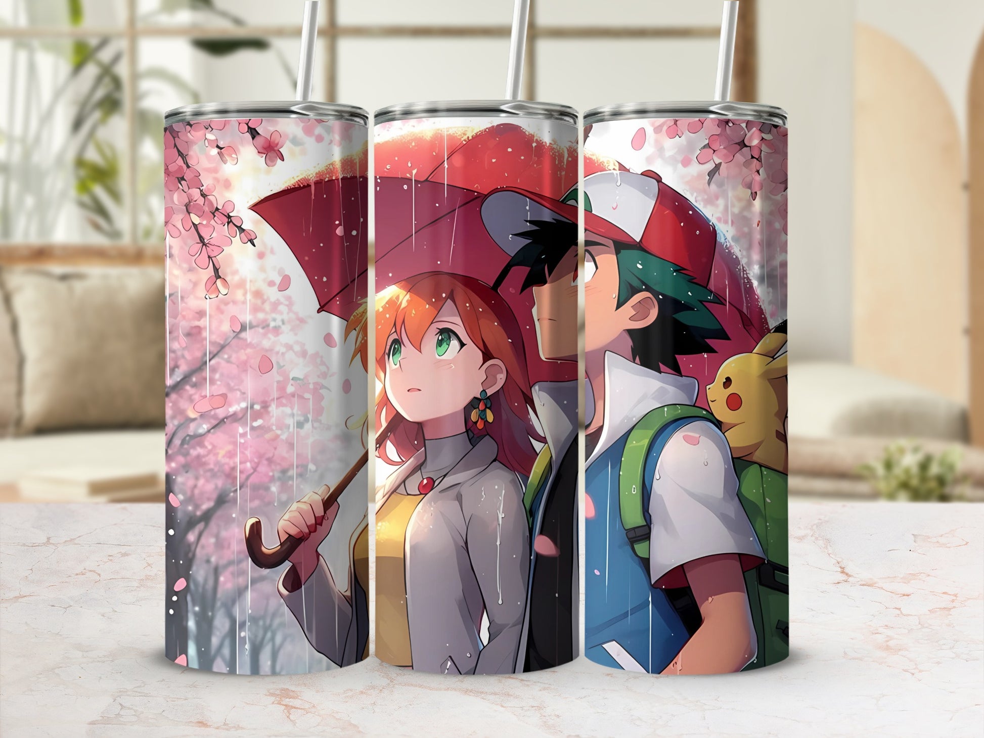 Cute Anime Couple Under Umbrella Tumbler 20oz Cup