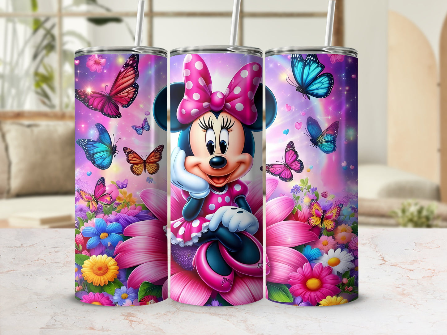 Colorful Butterfly and Character Mug for Kids
