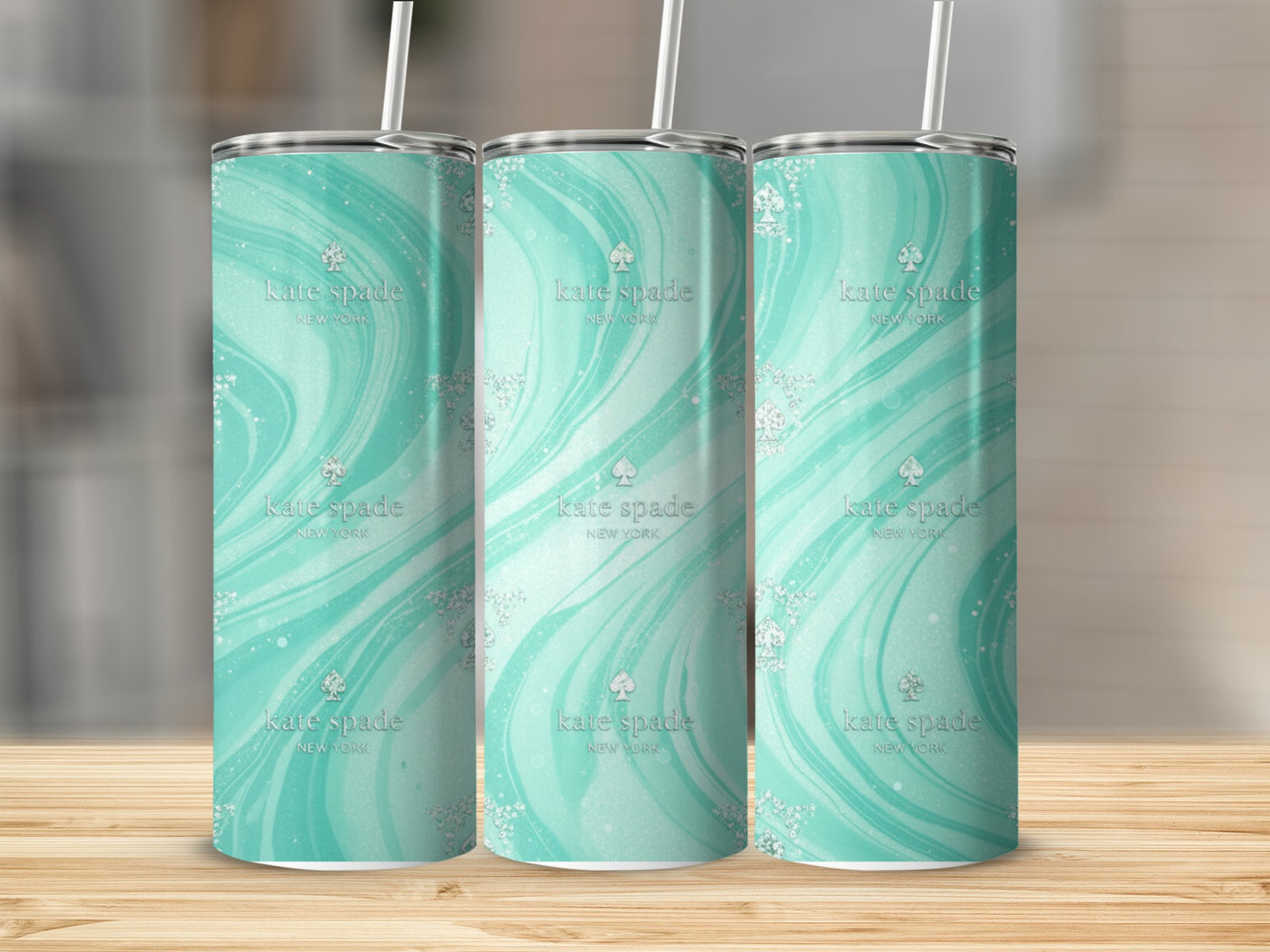 Inspired By Fabulous Kate Spade New York Turquoise Glitter Patterned Tumblers