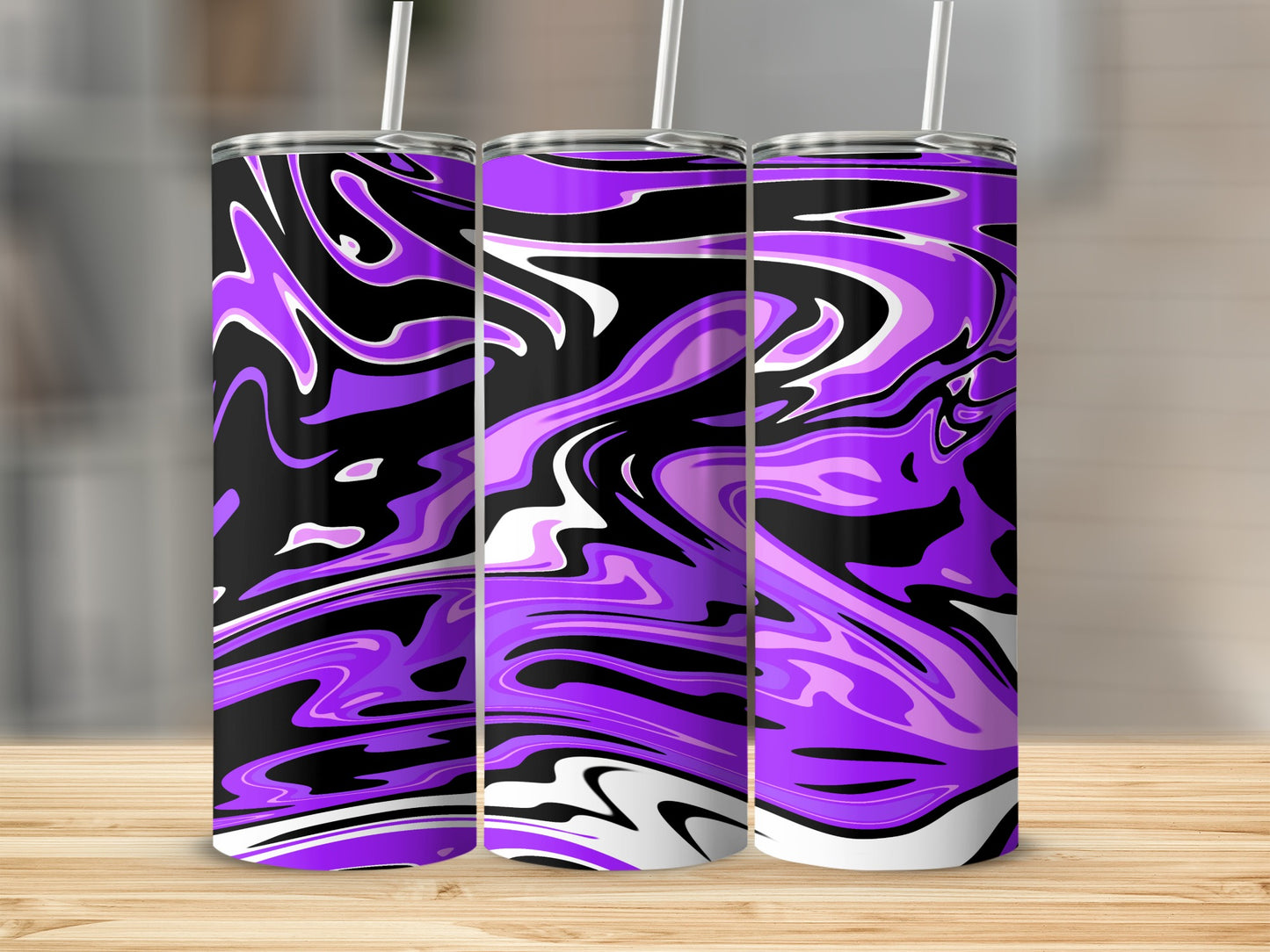 Vibrant Abstract Purple Swirl Design Tumbler Cup