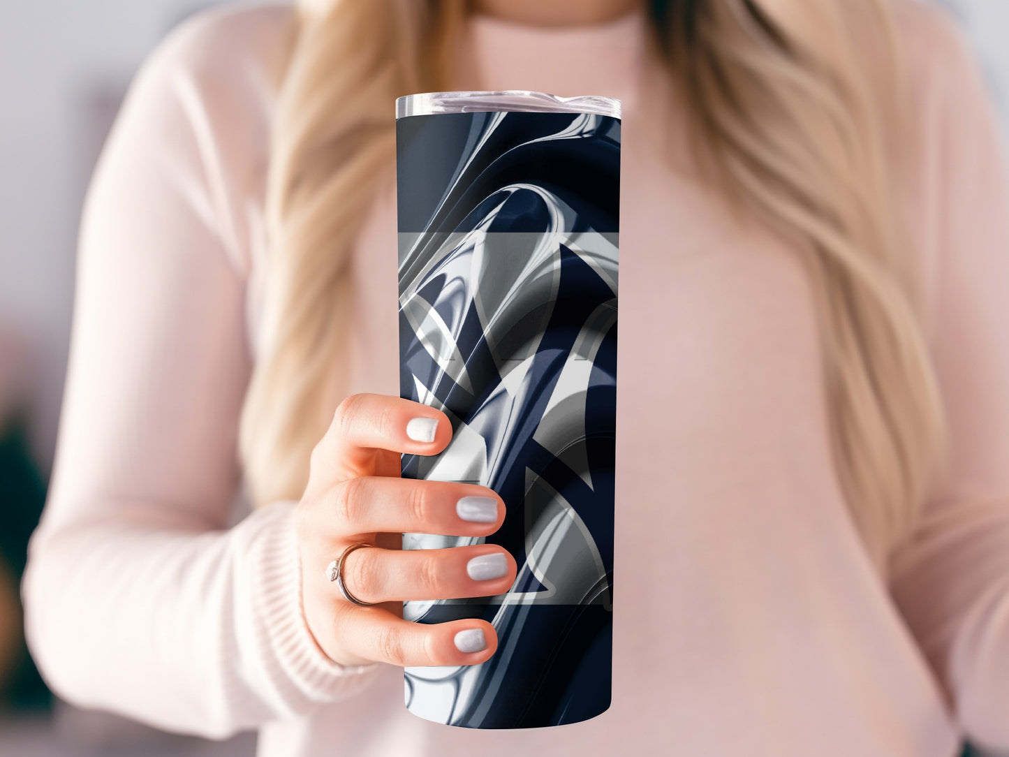 New York Yankees Waves In Gray Design Pattern Tumblers