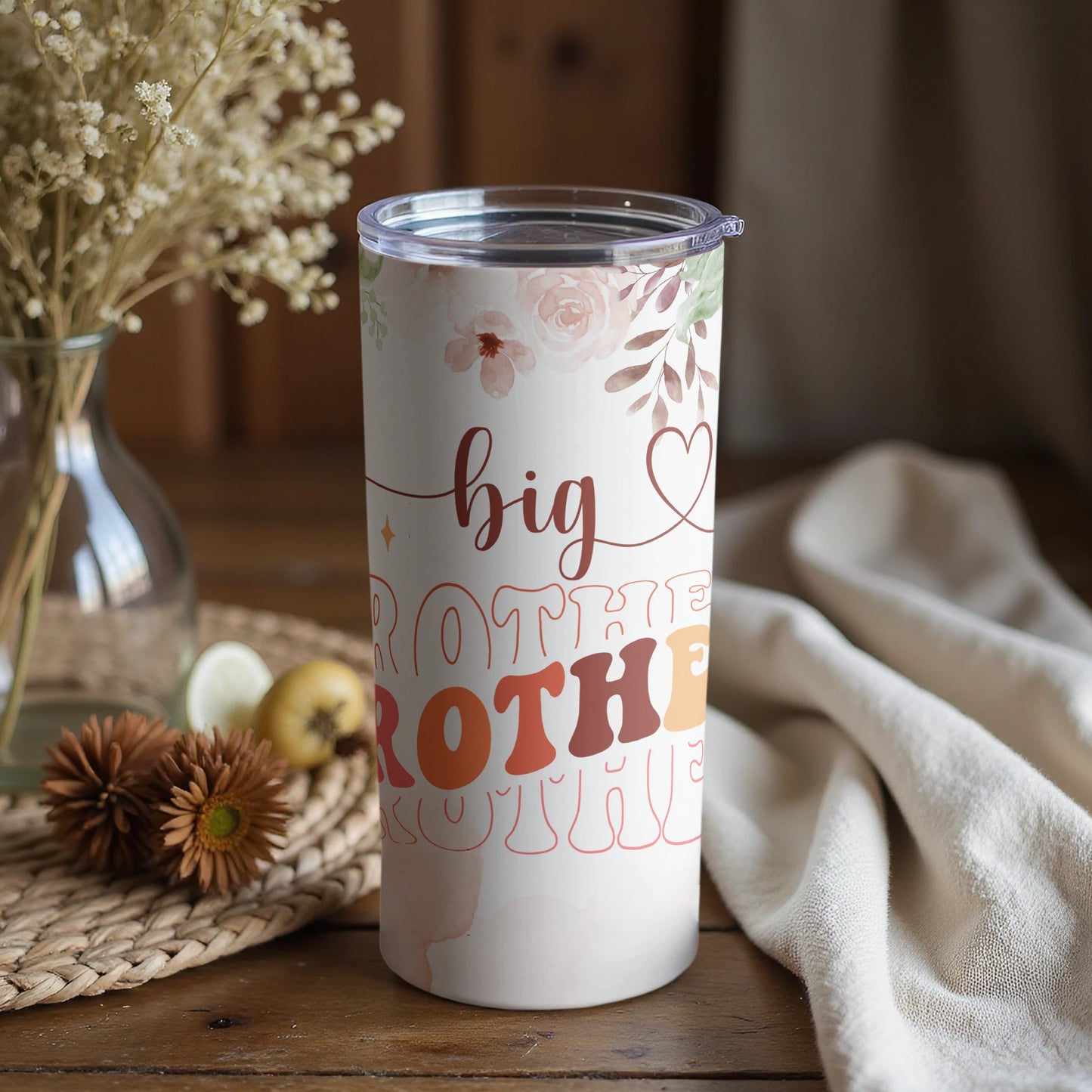 Big Brother Insulated Tumbler with Floral Design