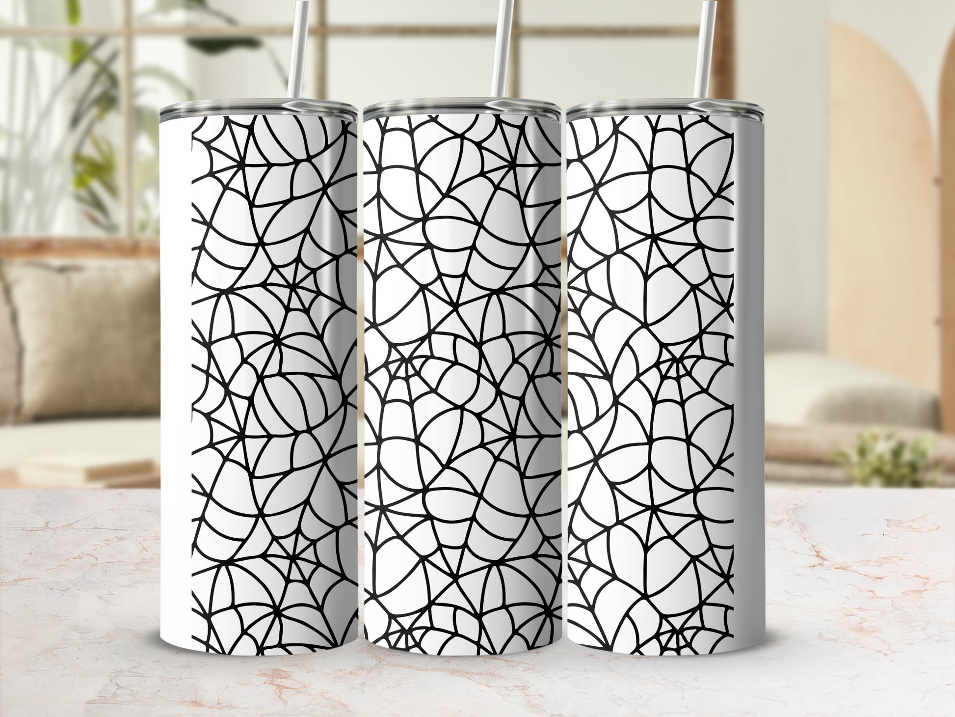 Black White Spiderweb Pattern Tumbler product type
