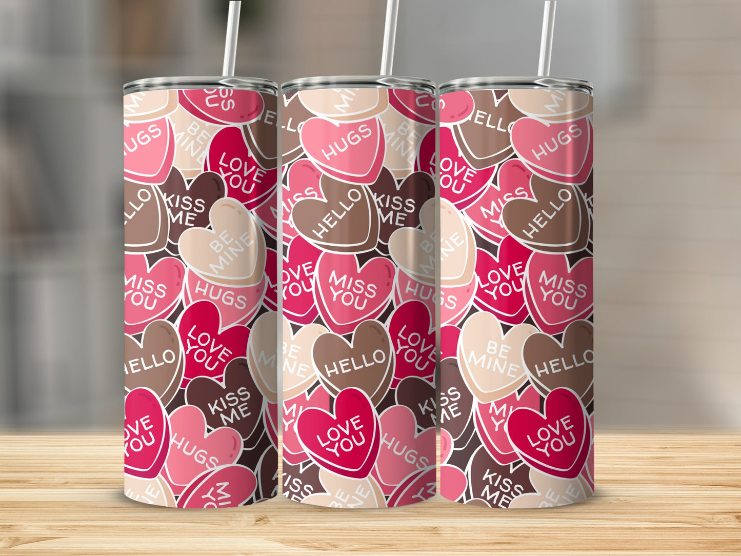 Valentine's Day Heart Patterned Tumbler Cup