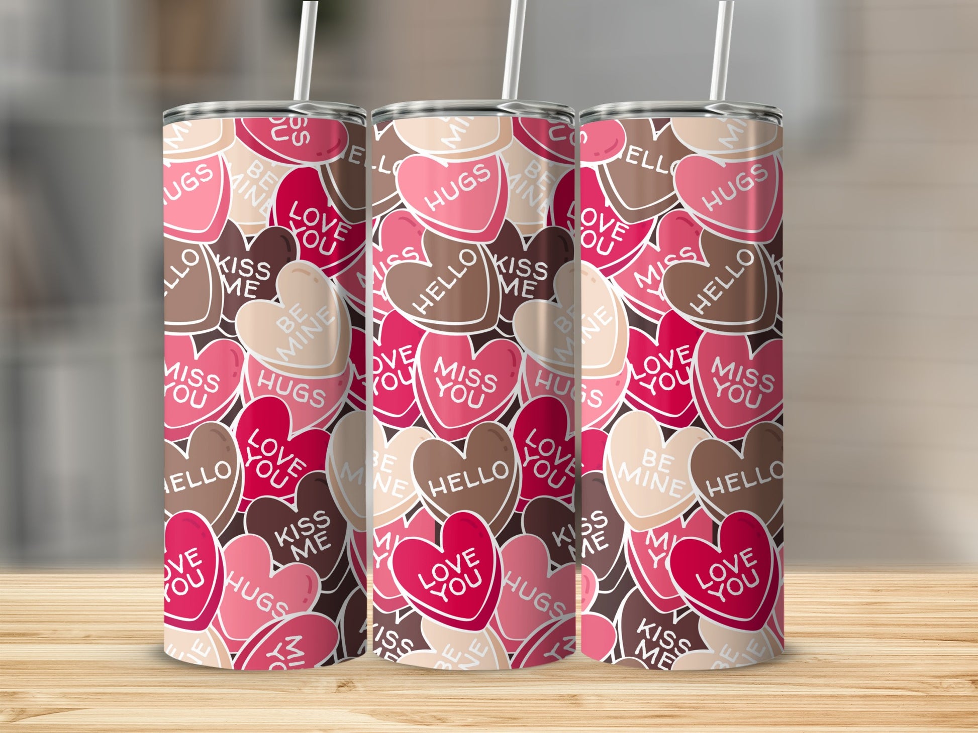 Valentine's Day Heart Patterned Tumbler Cup