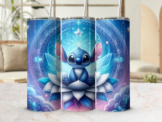 Adorable Alien Creature on Starry Flower Tumbler