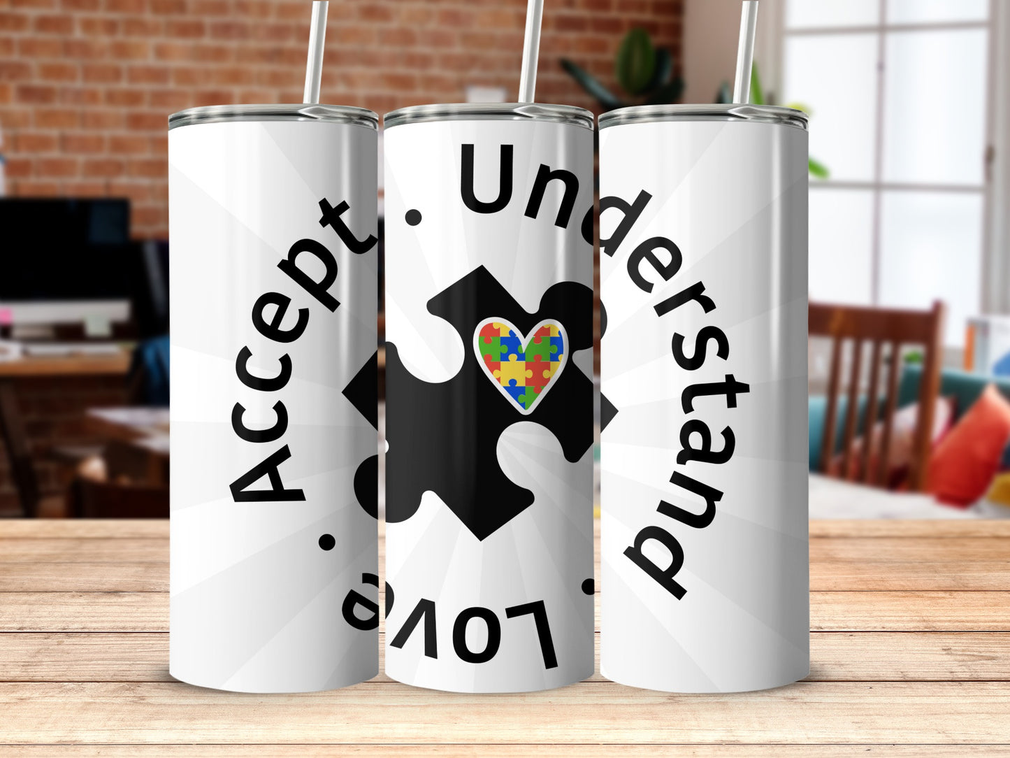 Accept Understand Love Puzzle Tumbler for Autism Awareness