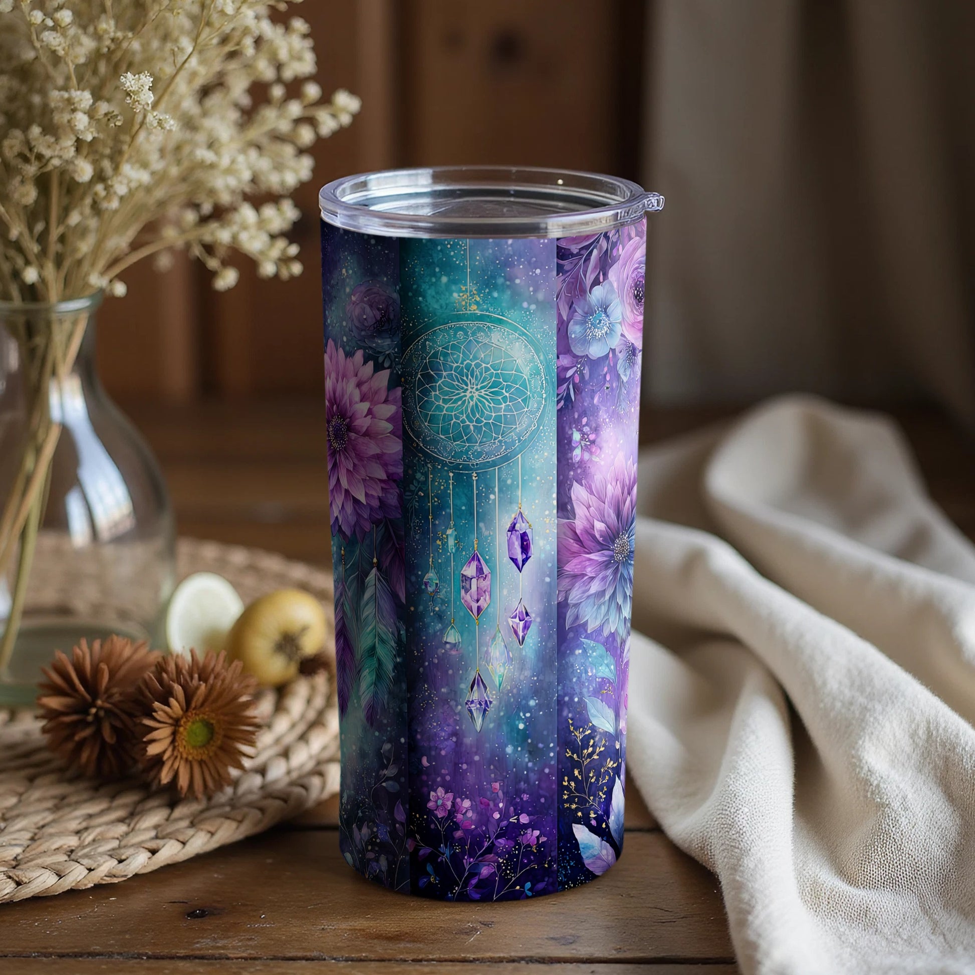 Enchanting Dreamcatcher Floral Design Tumbler Product