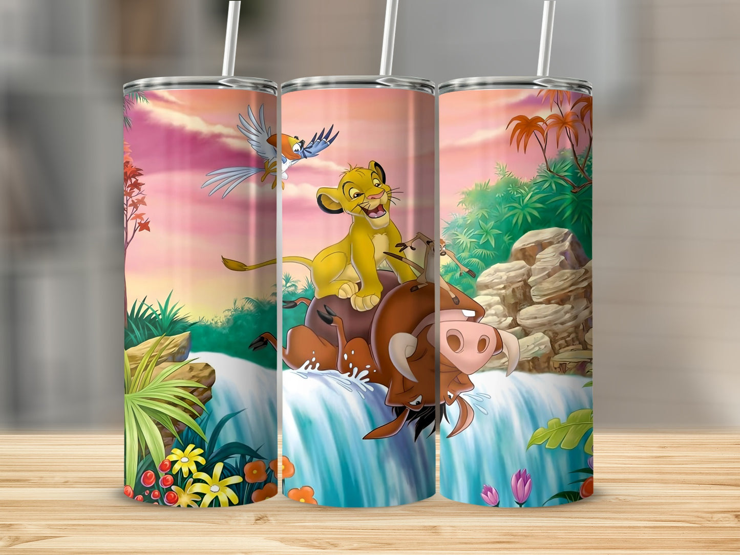 Colorful Jungle Scene with Animals Tumbler Cup