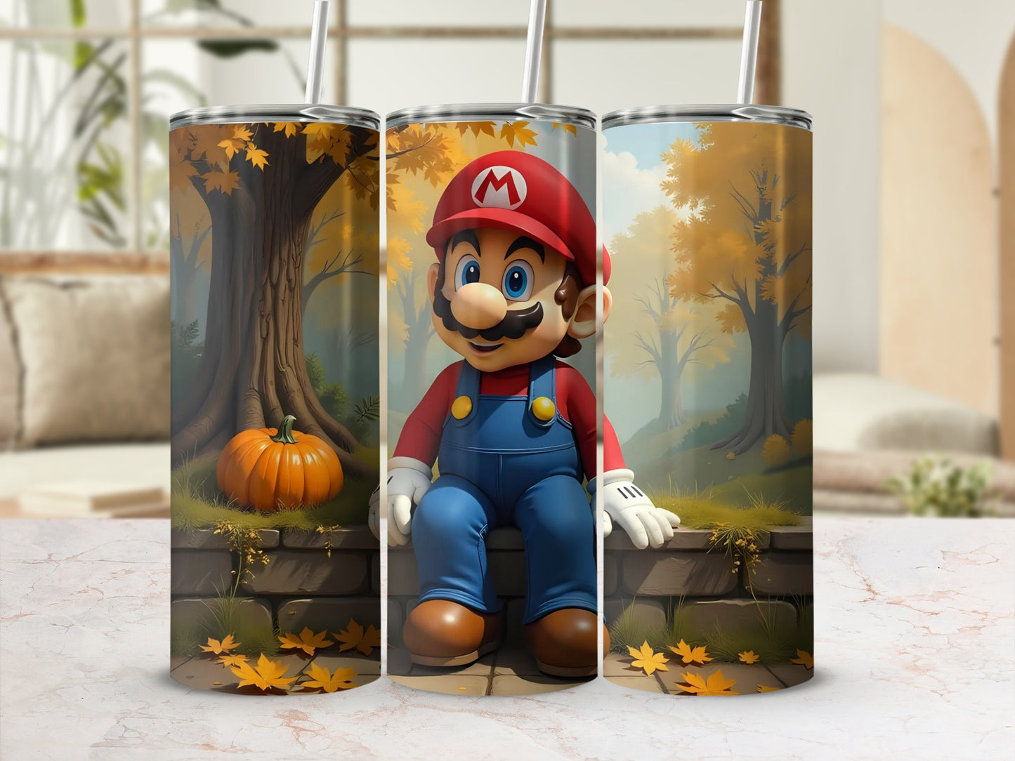 Cartoon Character Forest Scene Tree Lumbar Tumbler Cup