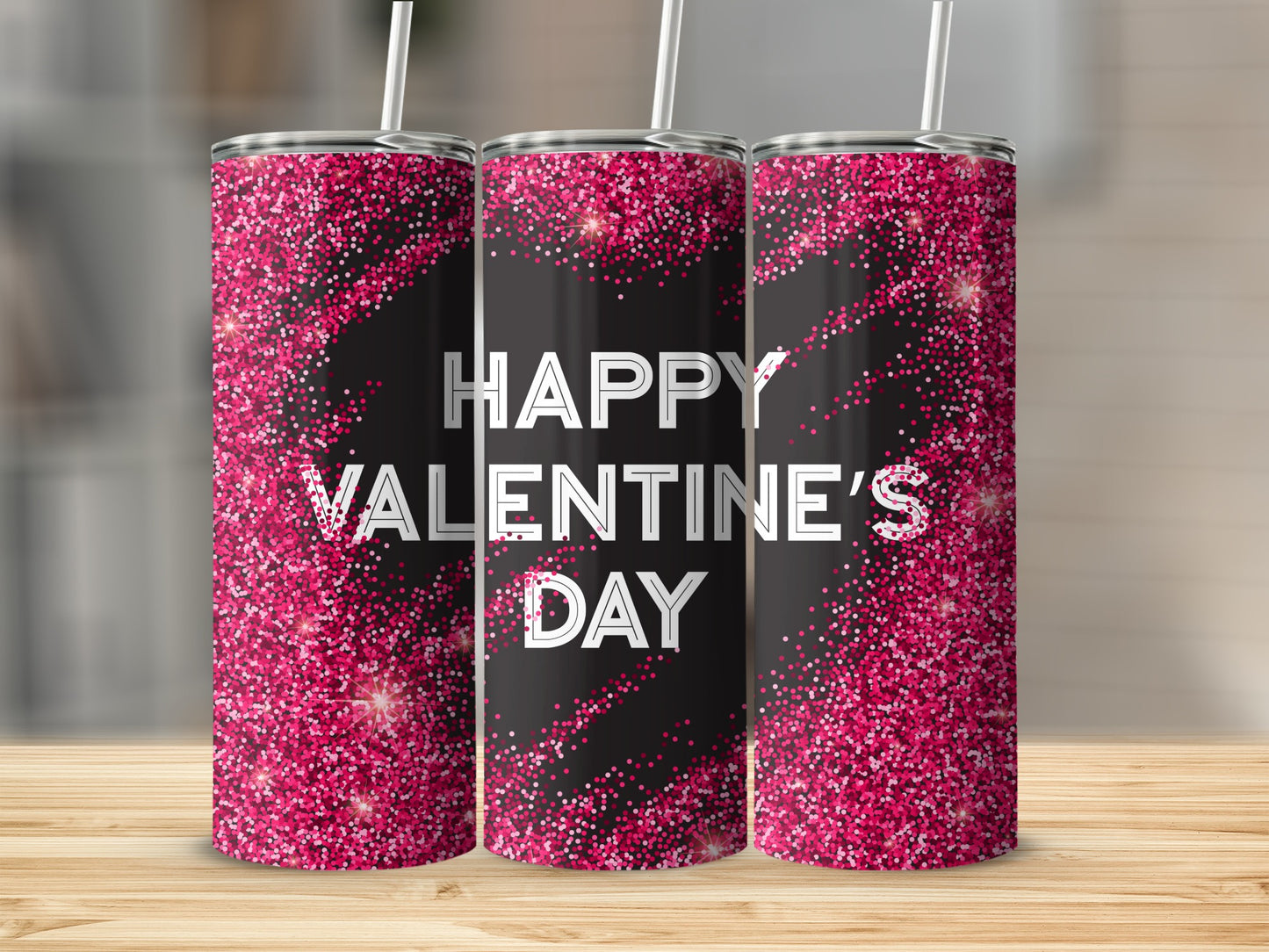 Sparkling Happy Valentine's Day Custom Tumbler